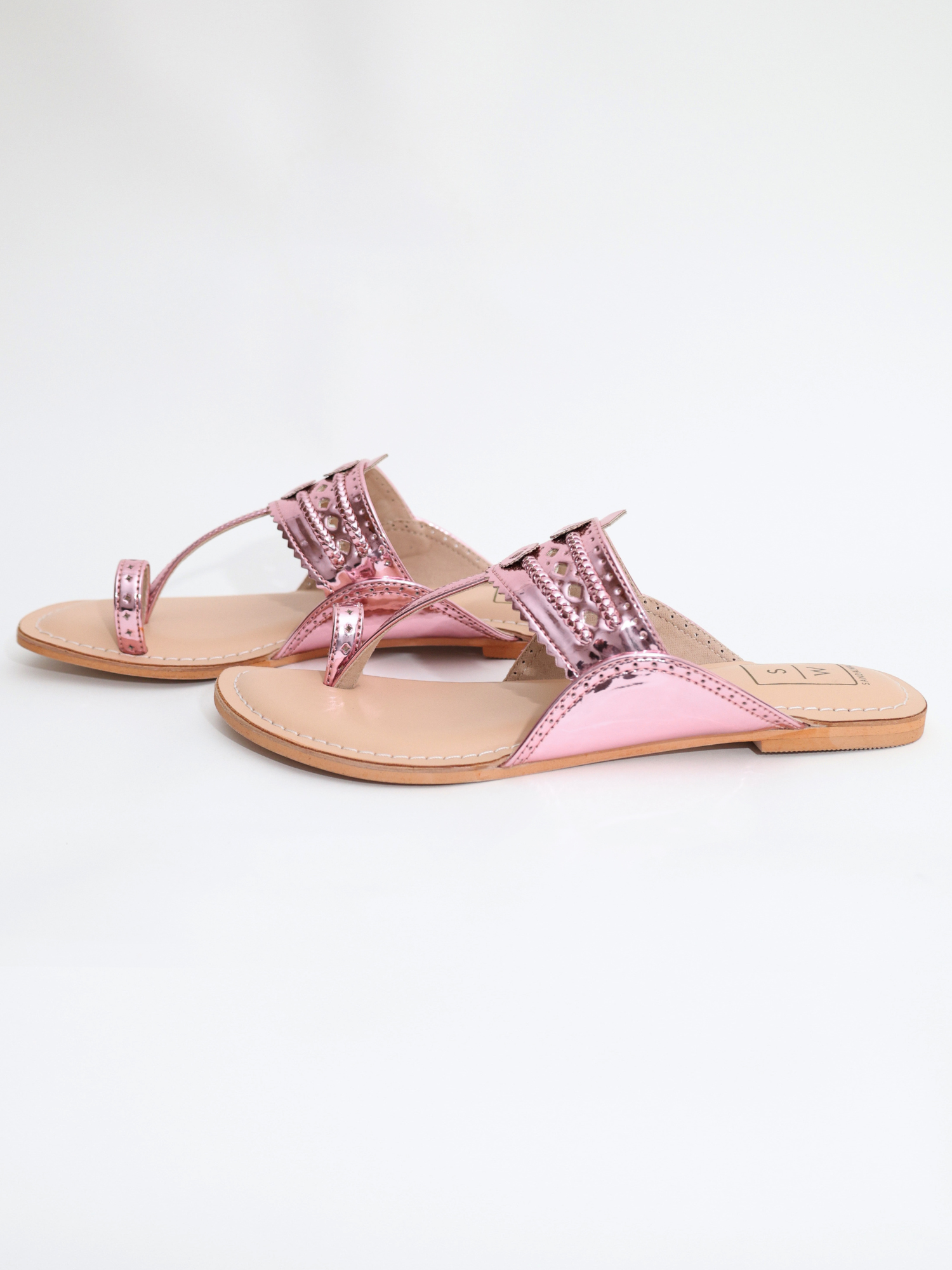 Roxanne Glitzy Soft Pink Vegan Kolhapuri Sandals