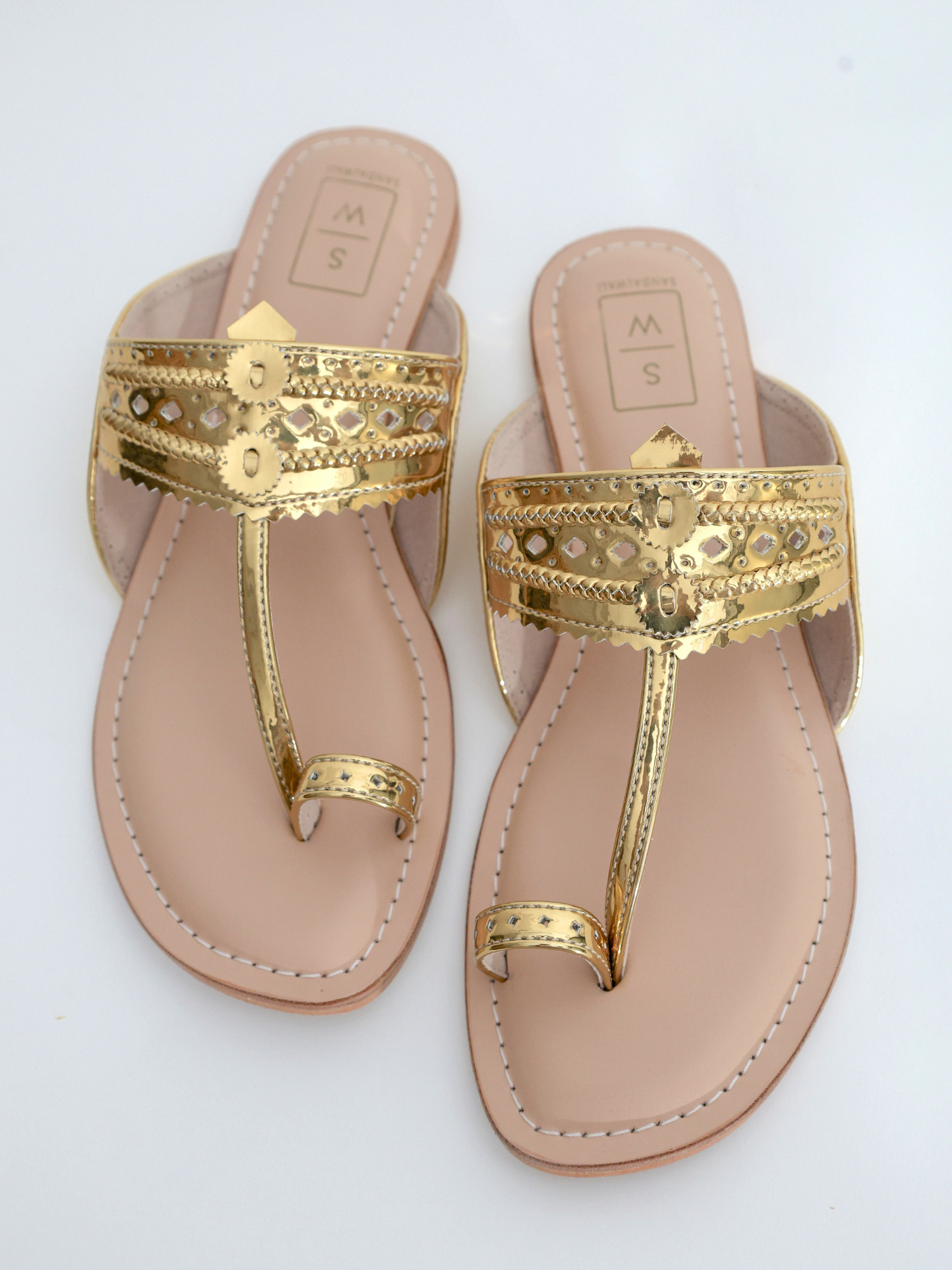 Roxanne Glitzy Gold Vegan Kolhapuri Sandals