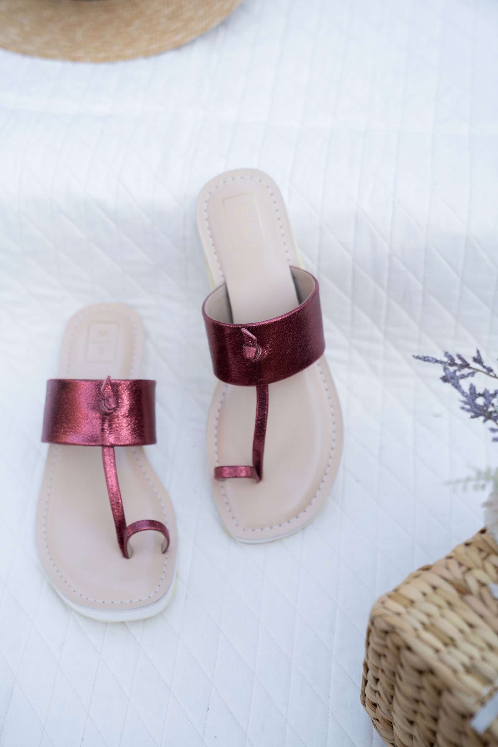 Lalli Red Metallic Flatform Sandals