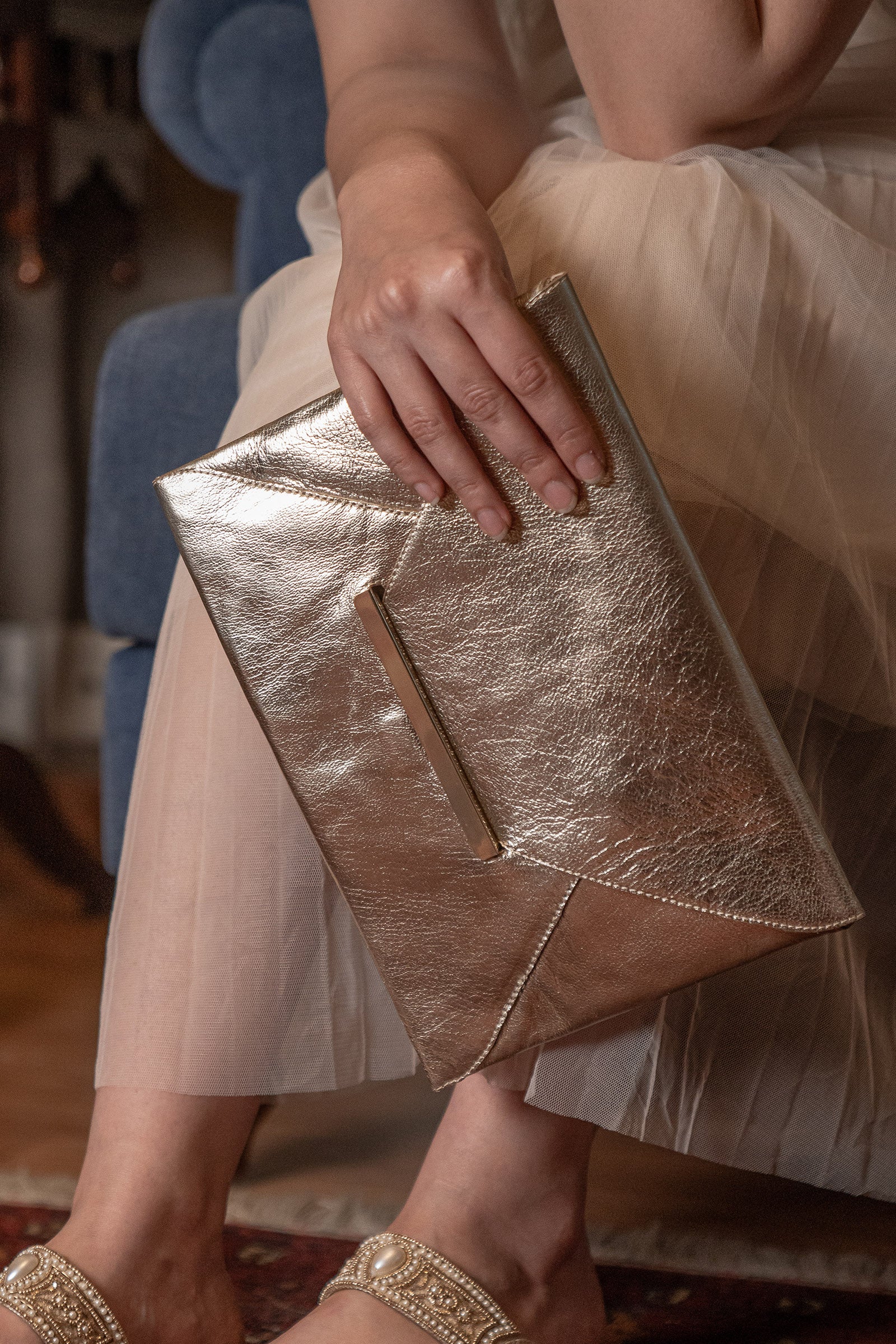 Uma Leather Envelope Clutch