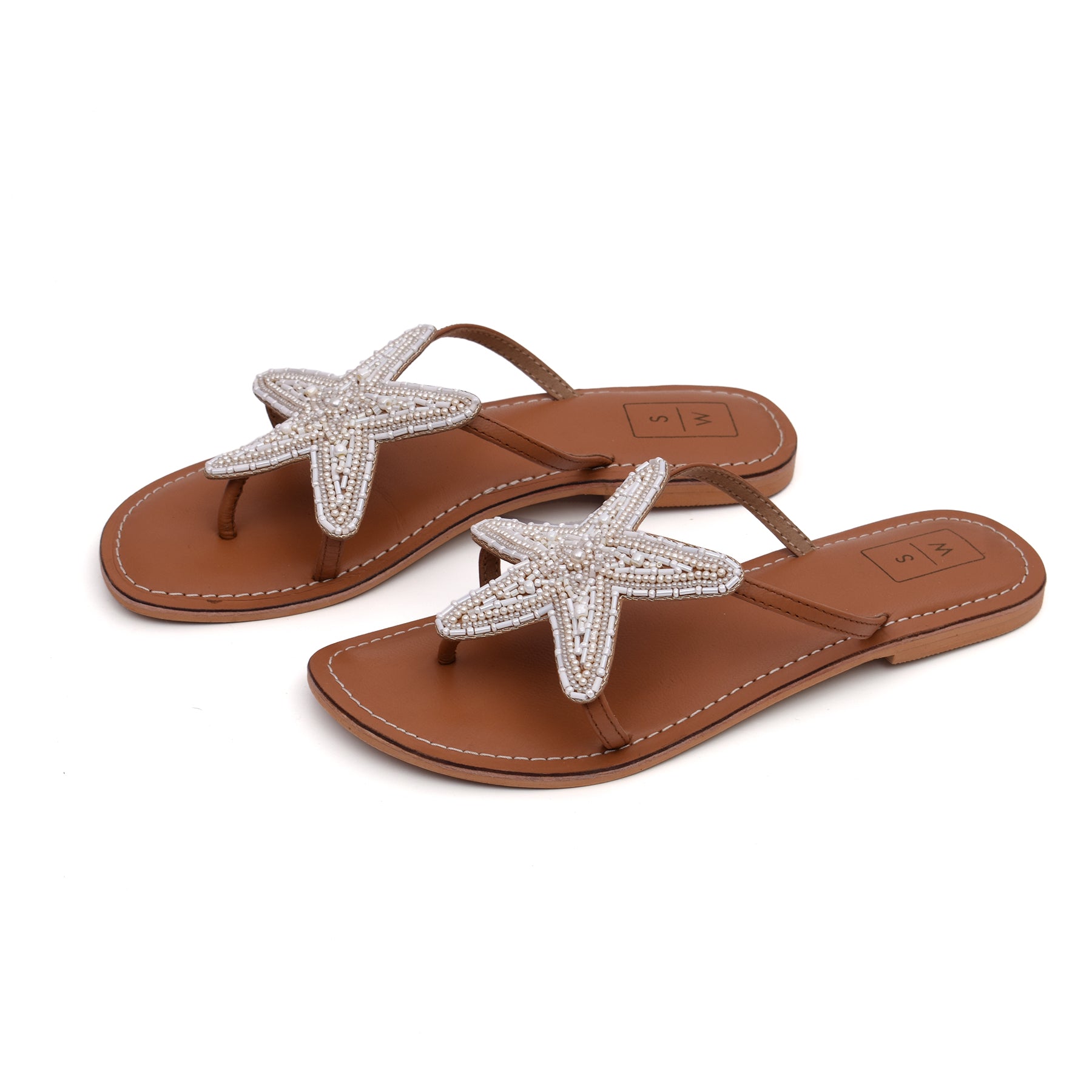 Lucy White Beaded Starfish Sandals