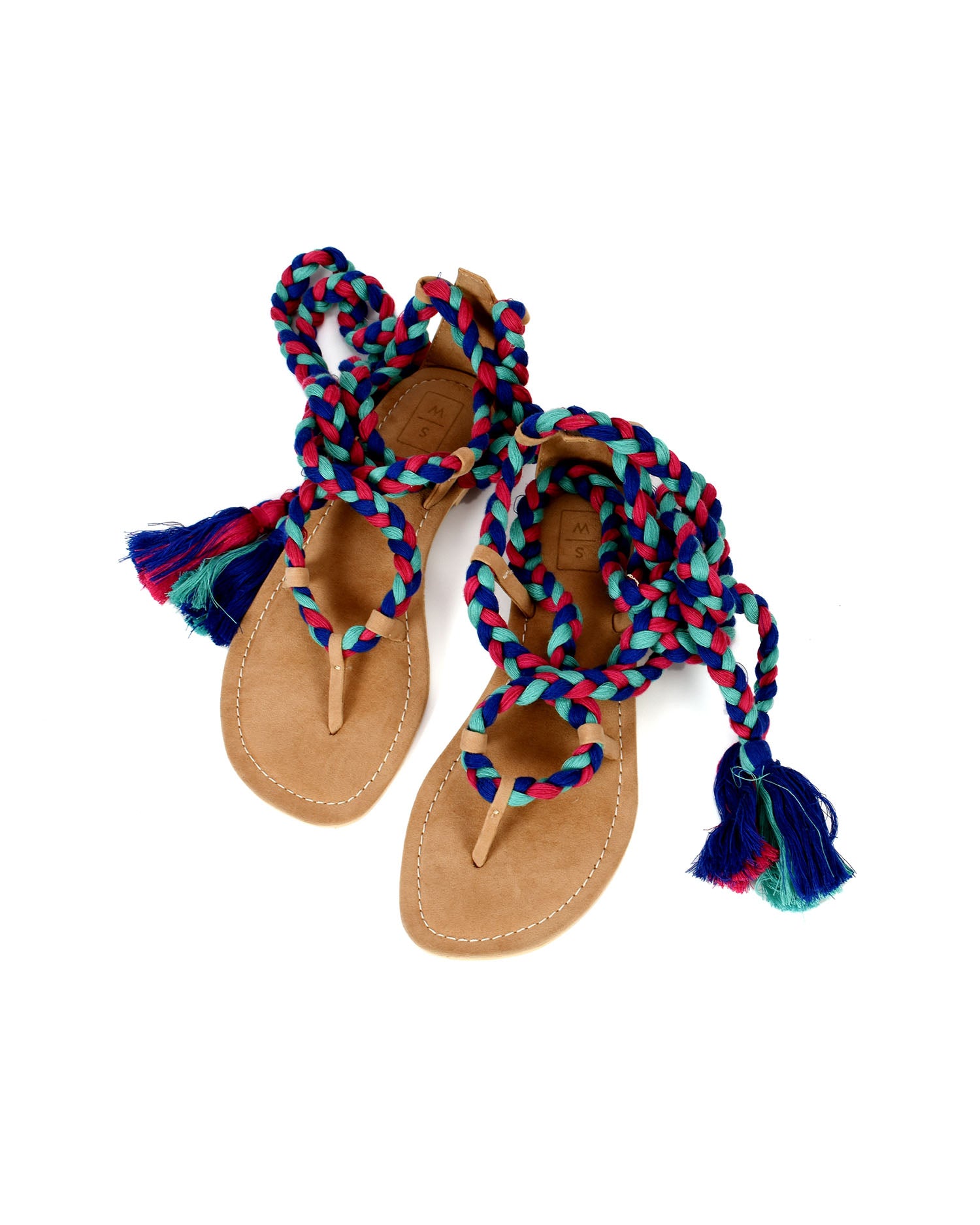 Ida Pink & Blue Tie-Up Sandals