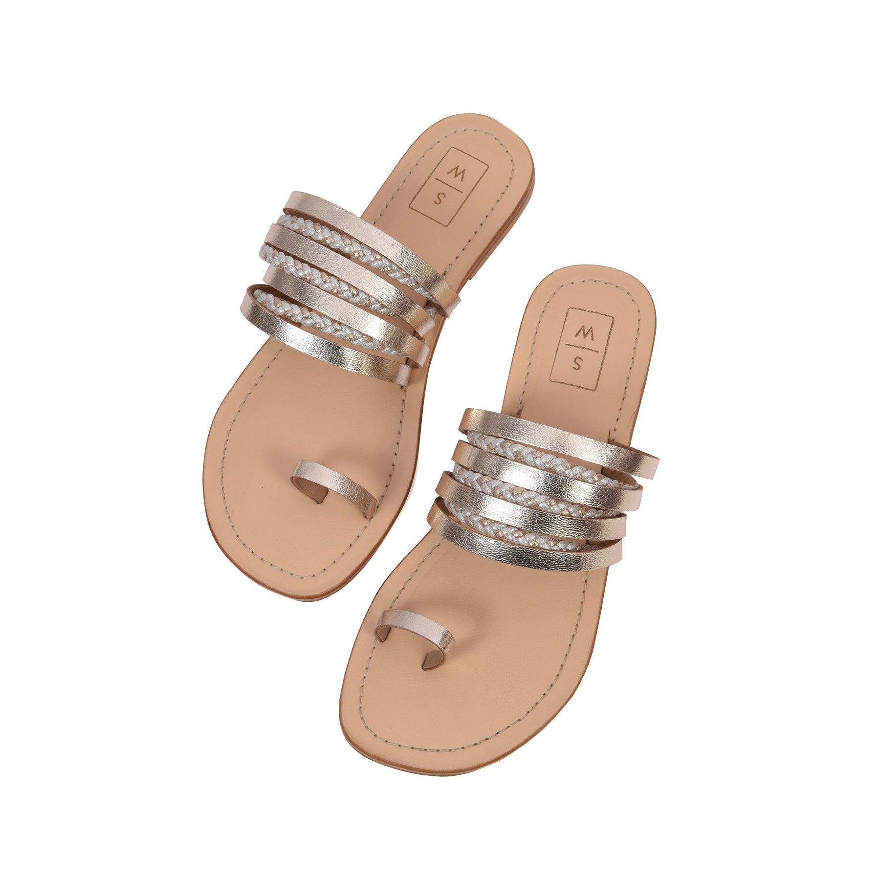 Purvai Gold & Silver Multi-Strap Sandals