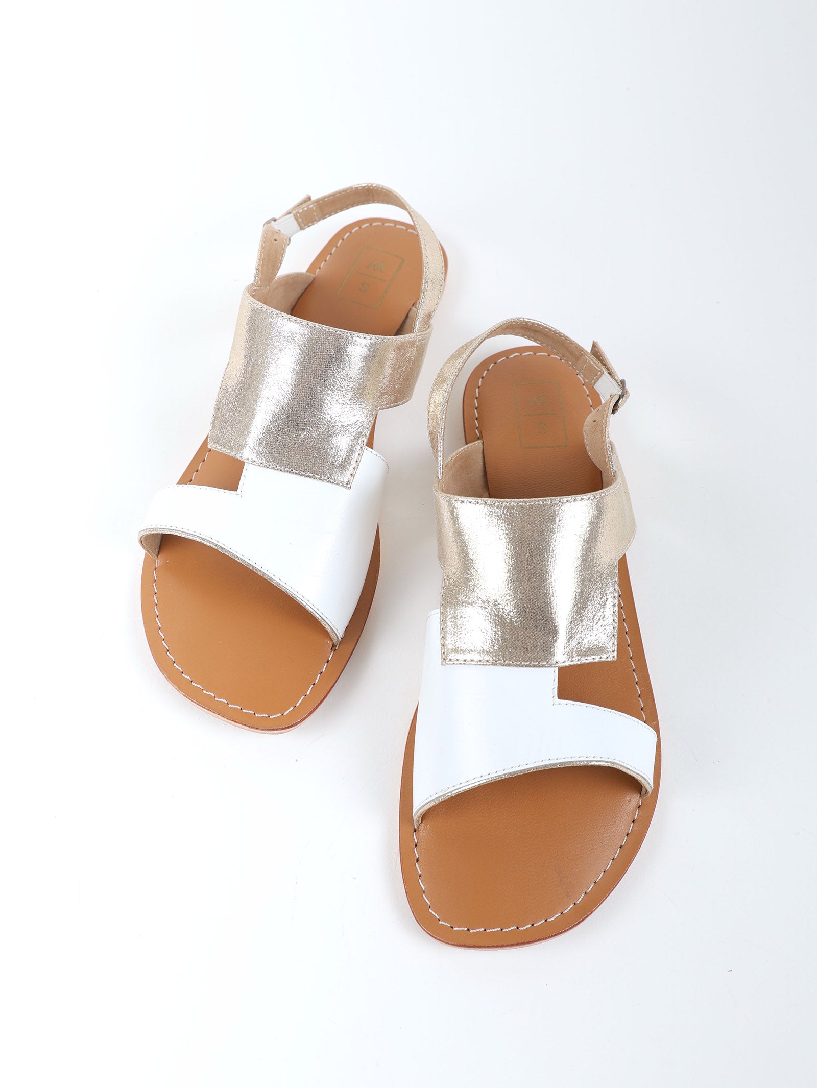 Cassie White & Gold Sandals