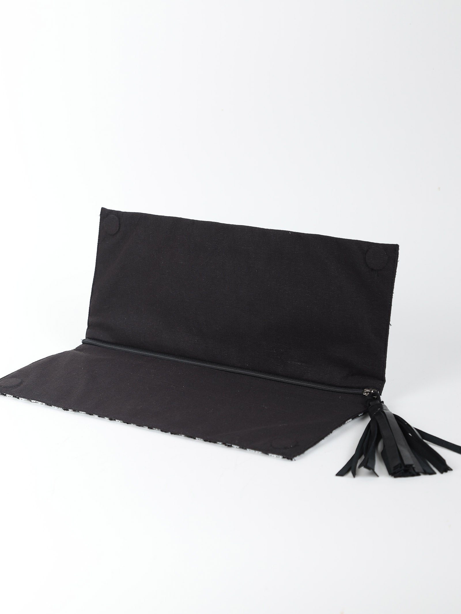 Chevron Foldover Monochrome Beaded Clutch