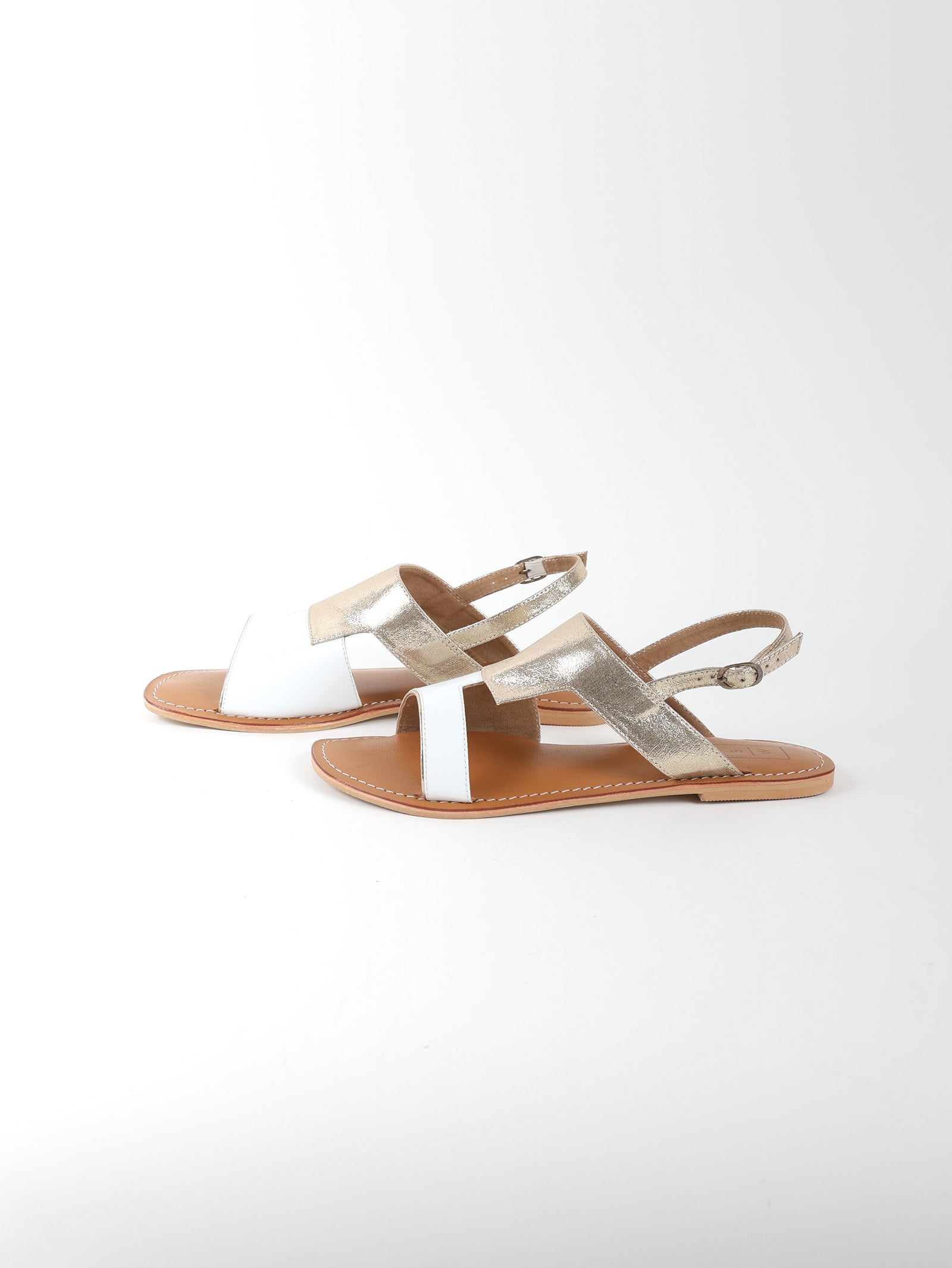 Cassie White & Gold Sandals
