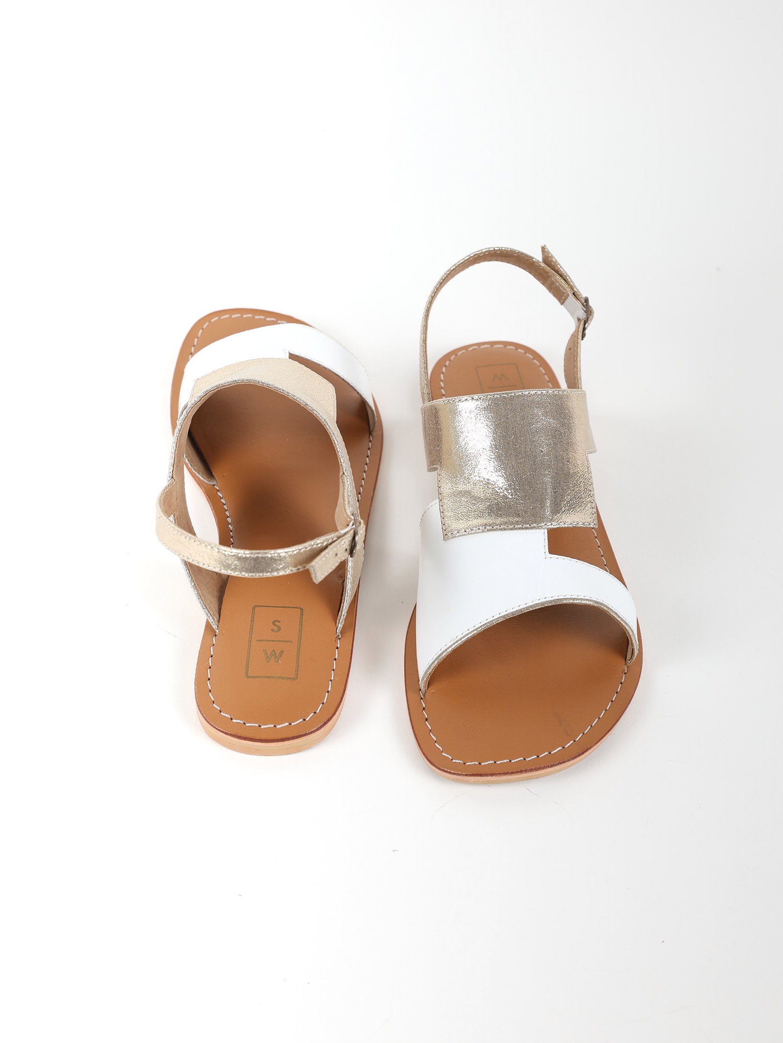 Cassie White & Gold Sandals