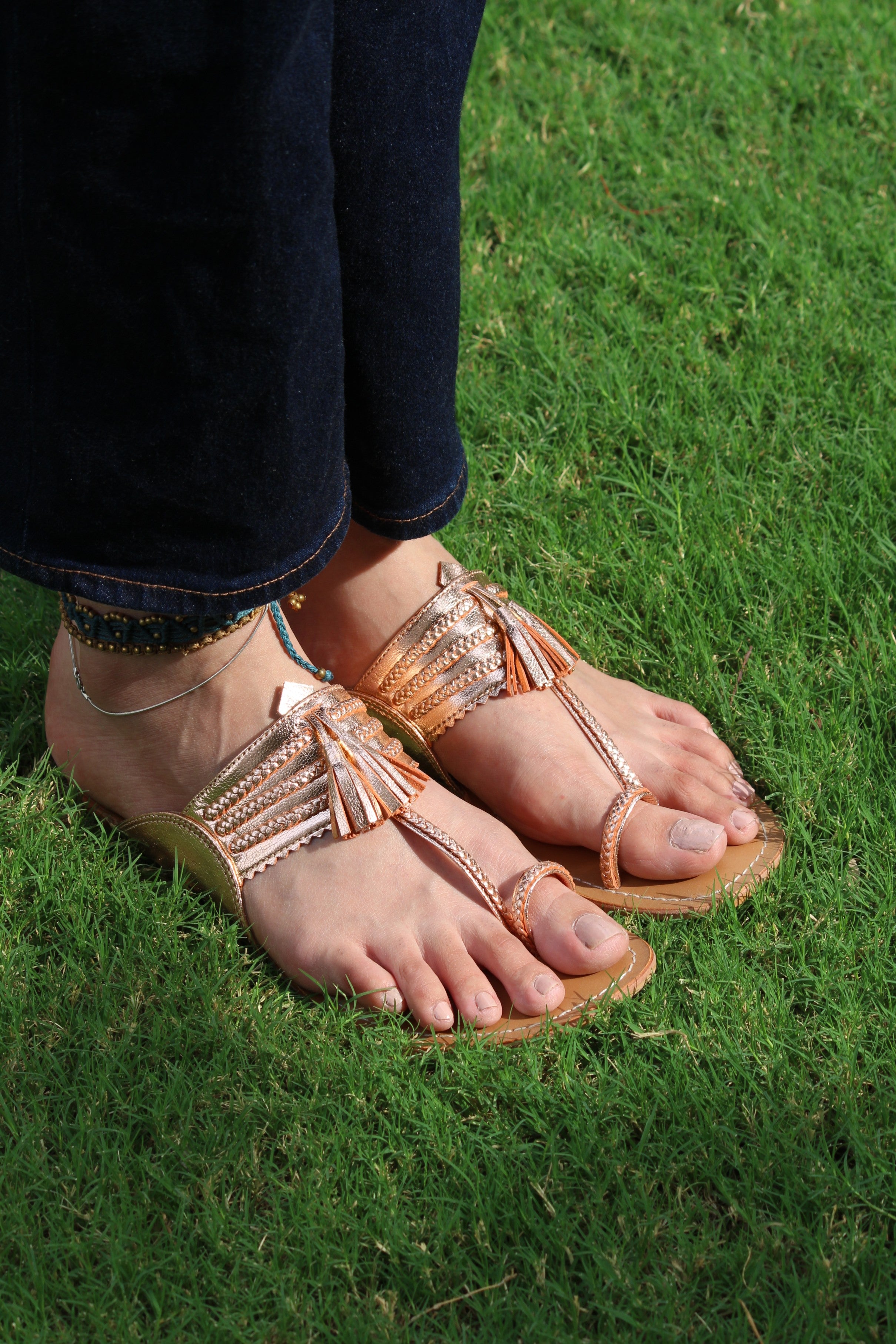 Sana Rose Gold Kolhapuri Chappal