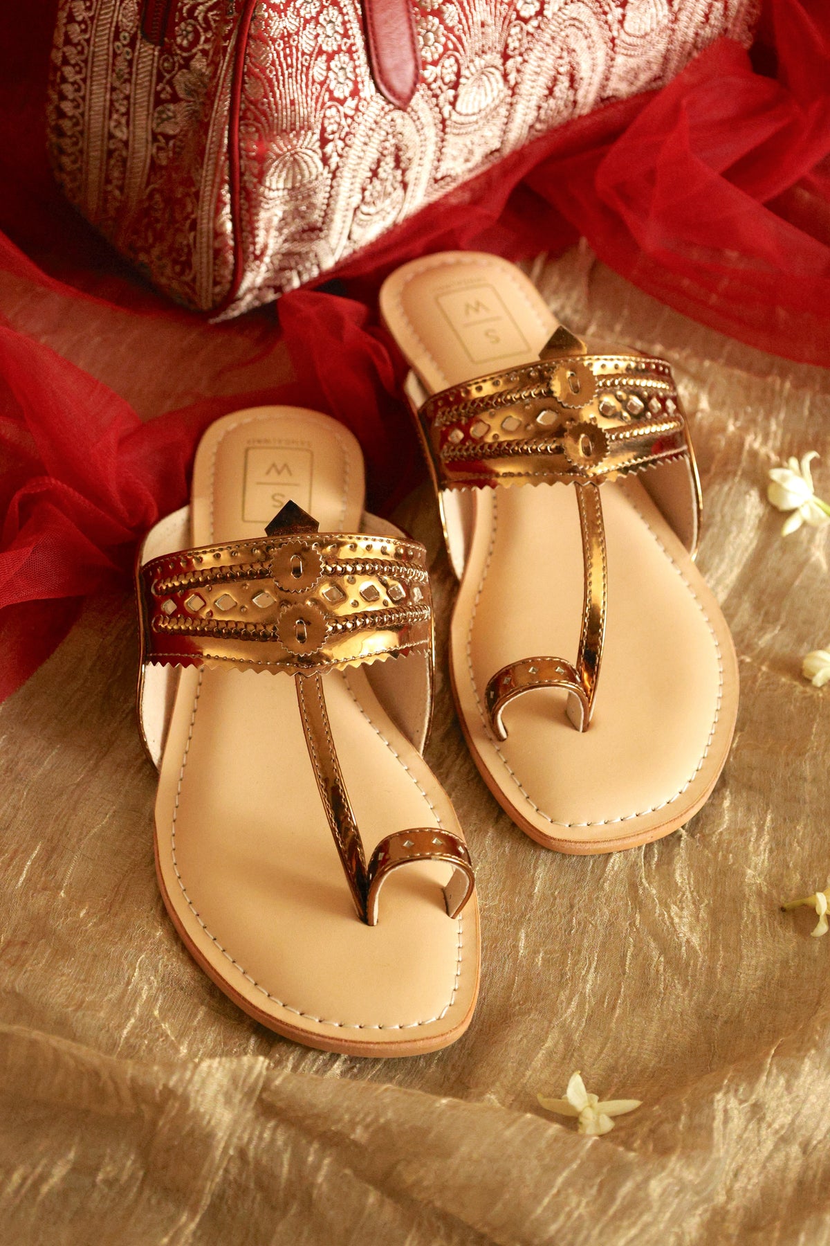 Roxanne Glitzy Antique Vegan Kolhapuri Sandals
