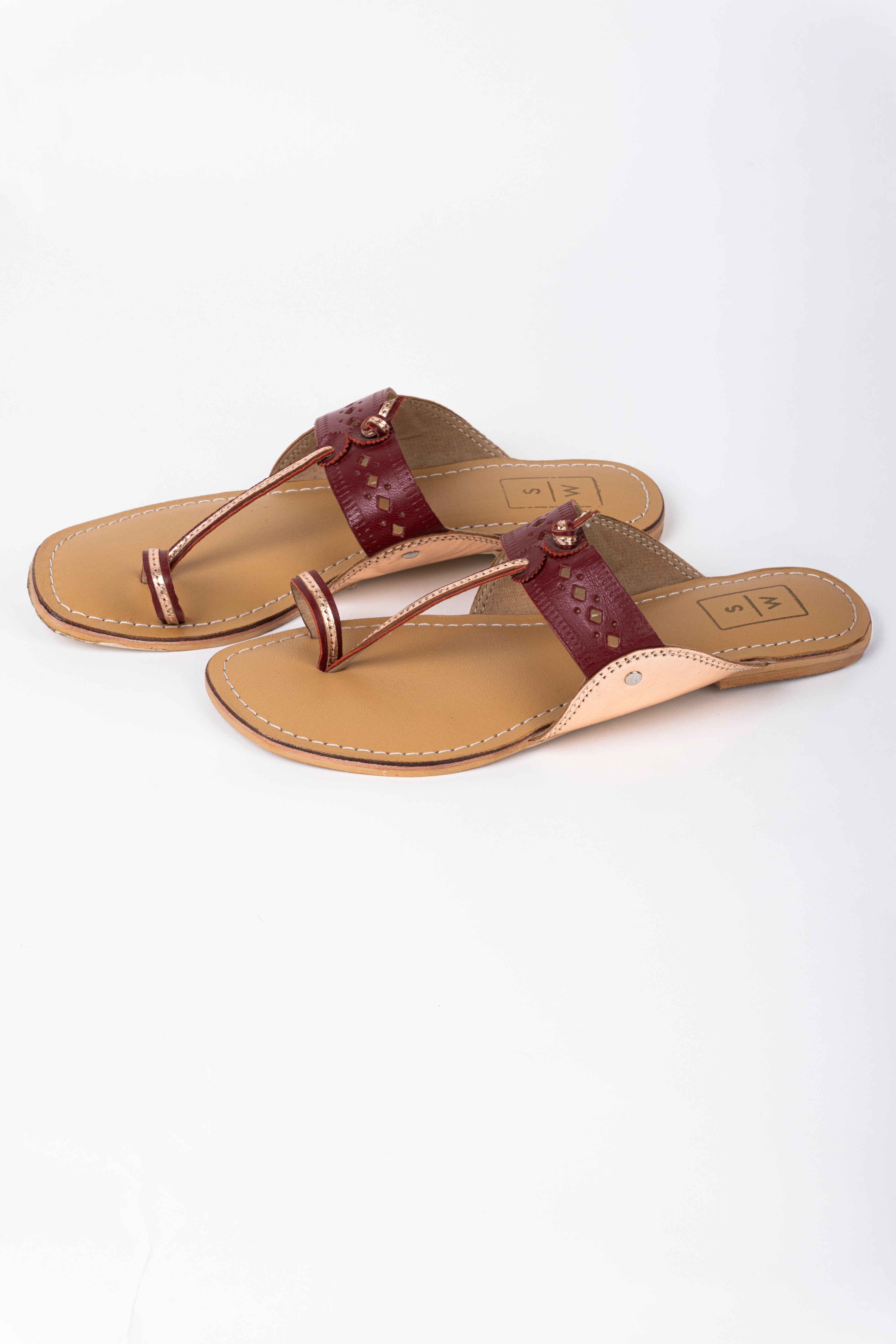 Arya Red & Rose Gold Kolhapuri Sandal