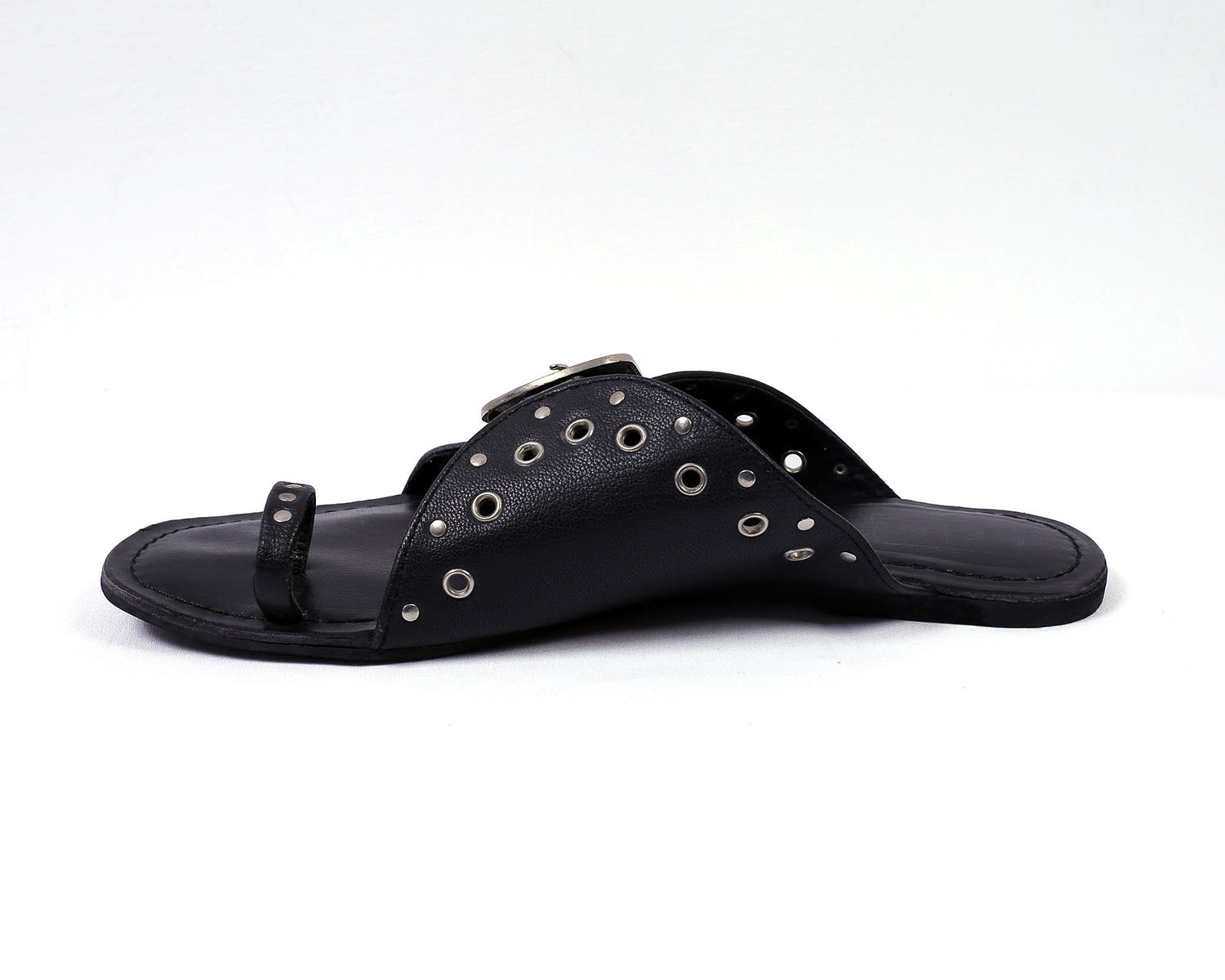 Nadia Black & Silver Studded Flats