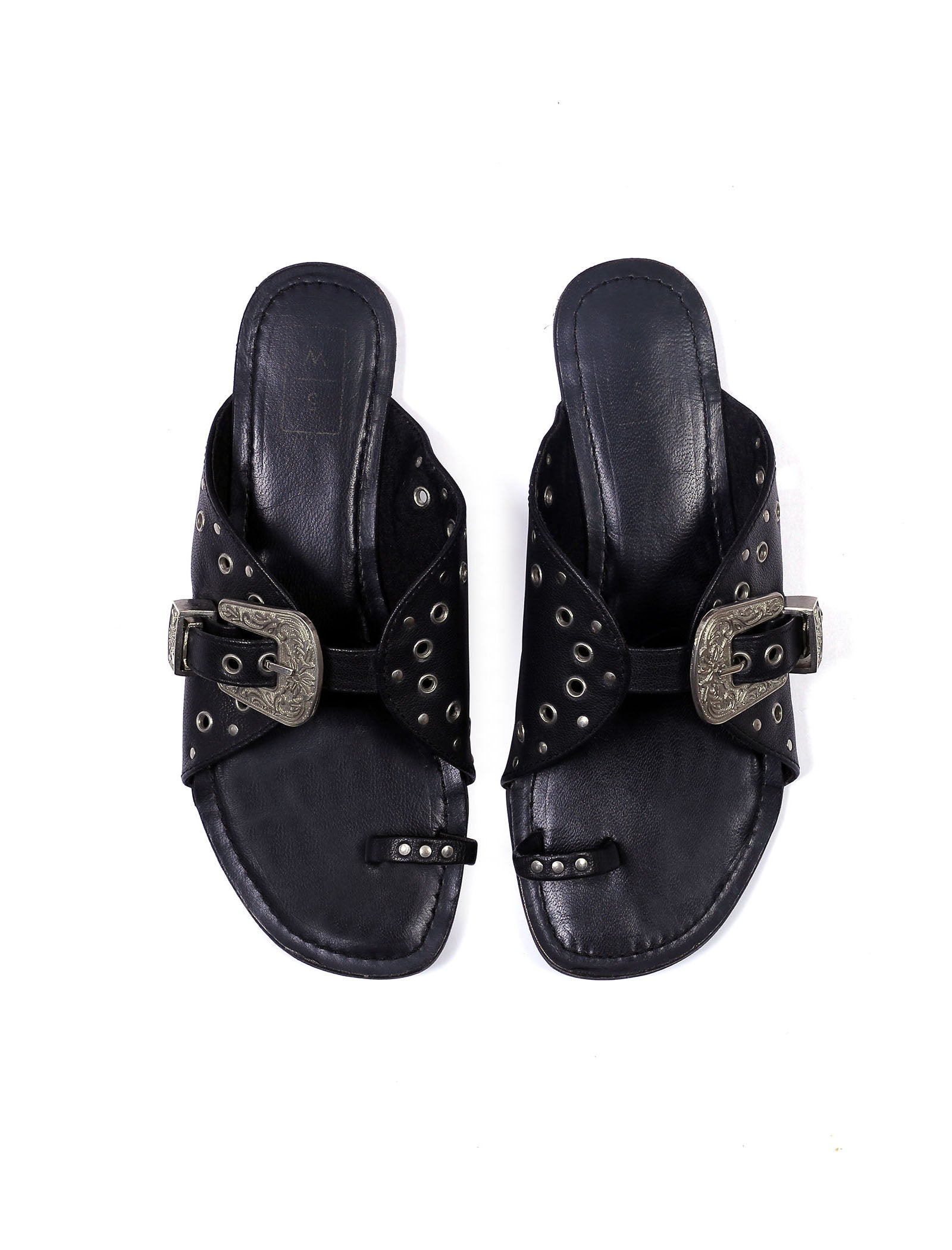 Nadia Black & Silver Studded Flats