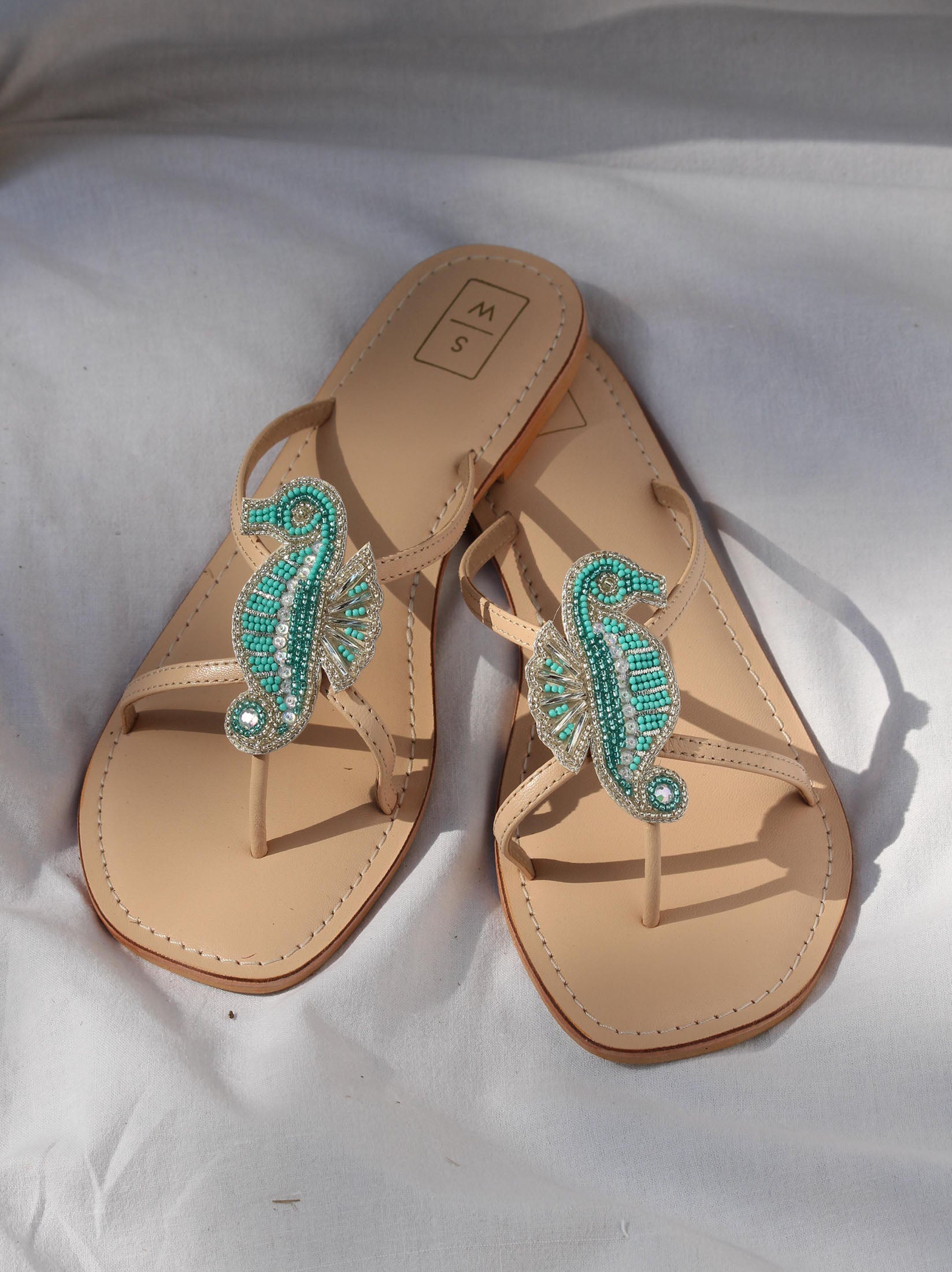 Larry Aqua Seahorse Sandals