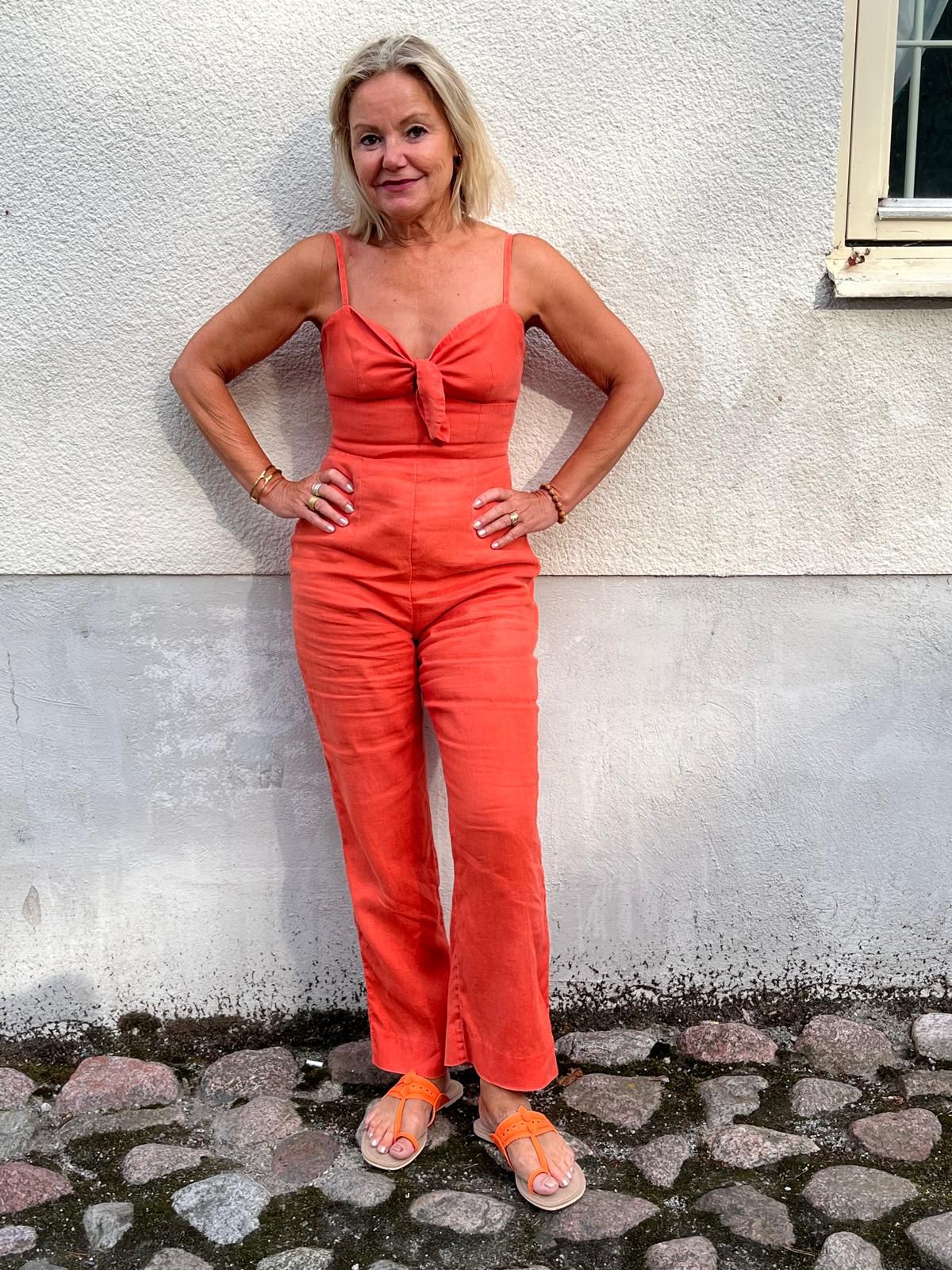 Peggy Fluoro Orange Kolhapuri Sandals