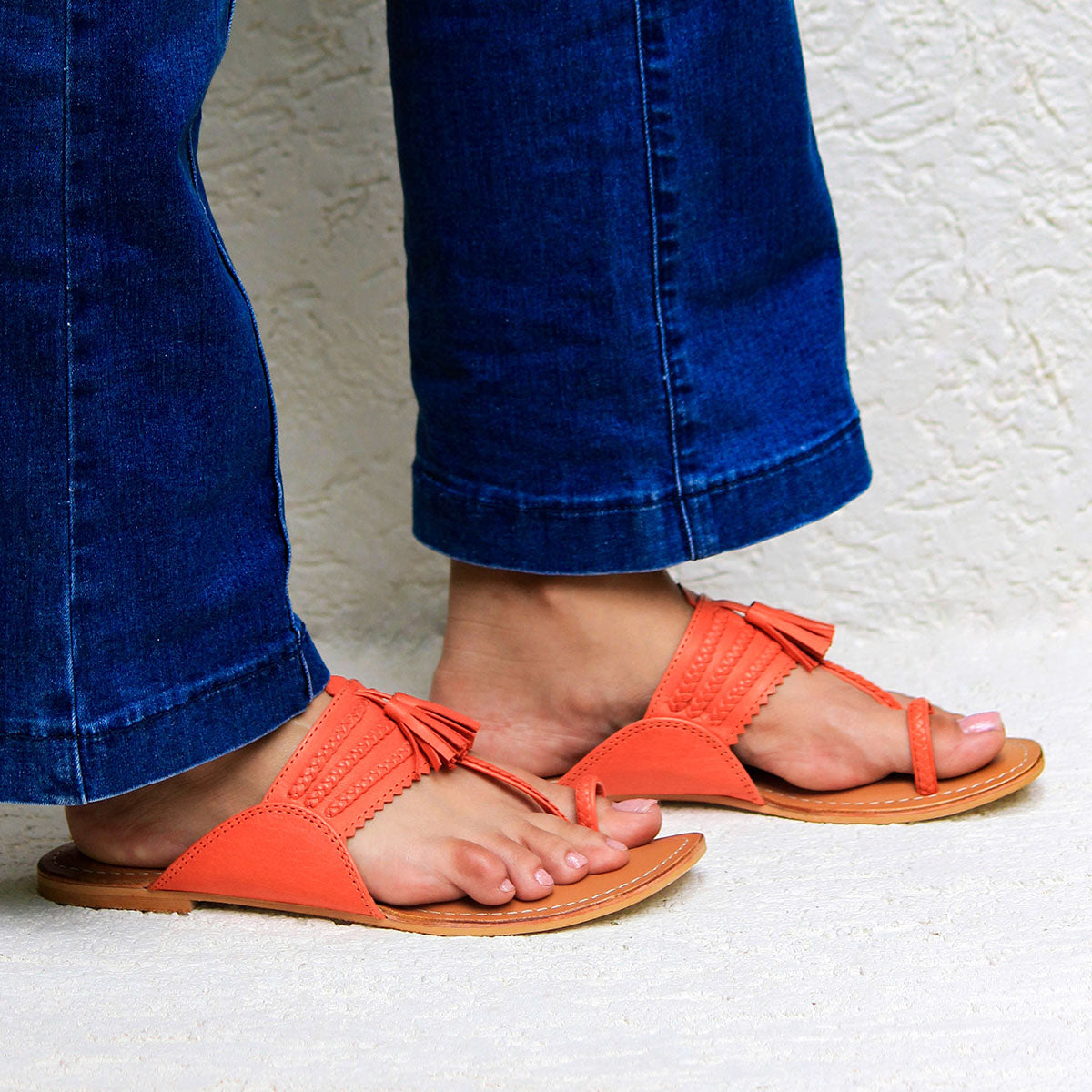 Ada Orange Kohlapuri Sandal