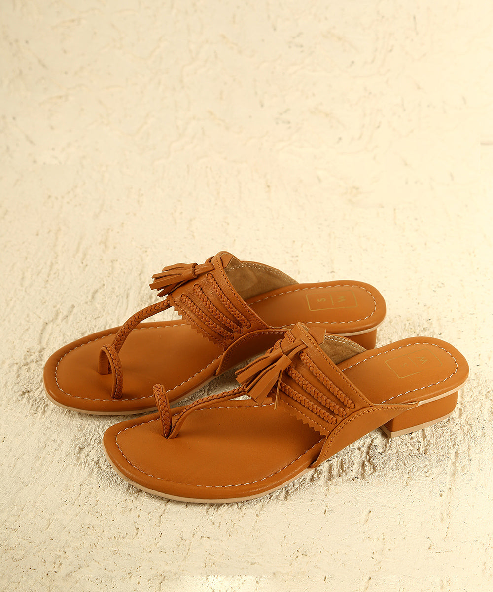 Bea Tan Small Heel Sandals