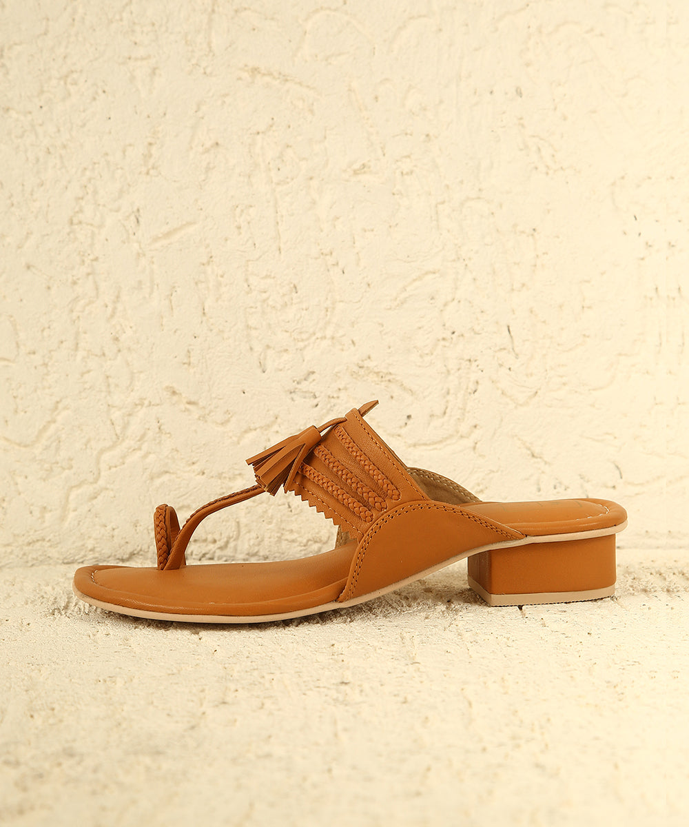 Bea Tan Small Heel Sandals