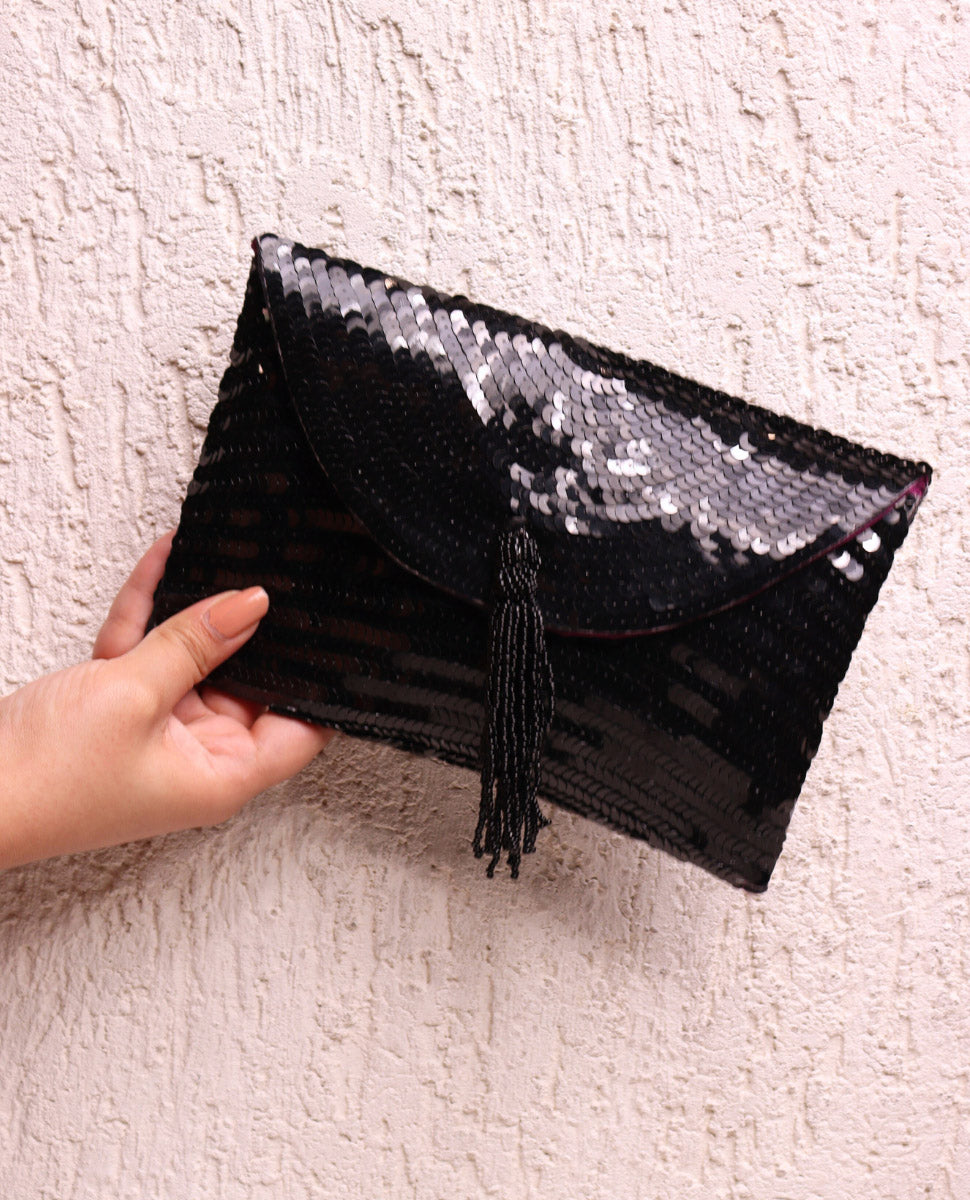 Gladys Black Sequin Bag