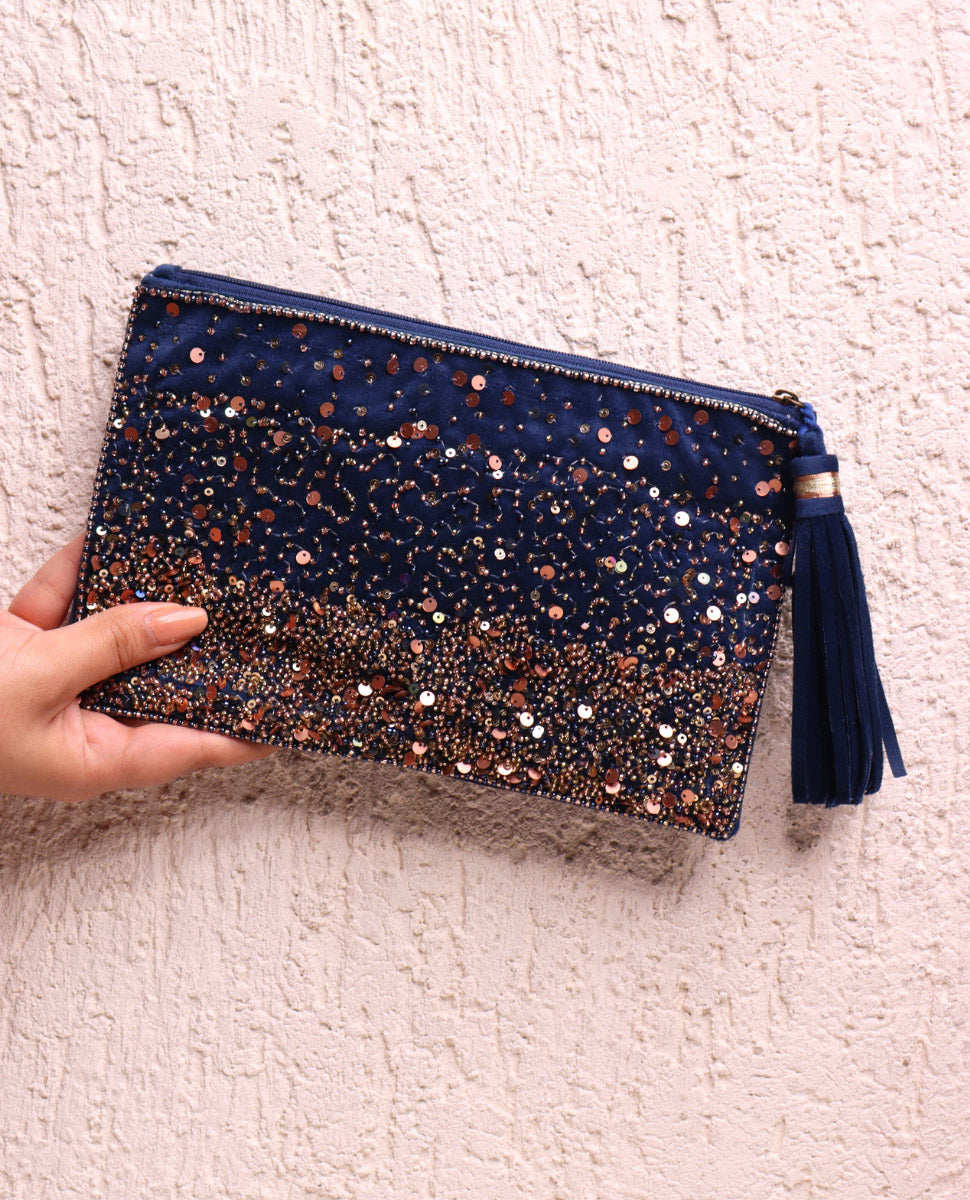 Gloria Royal Blue Velvet Soft Clutch