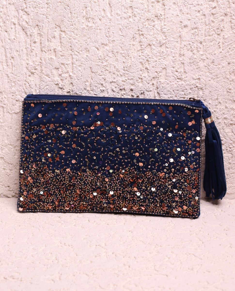 Gloria Royal Blue Velvet Soft Clutch