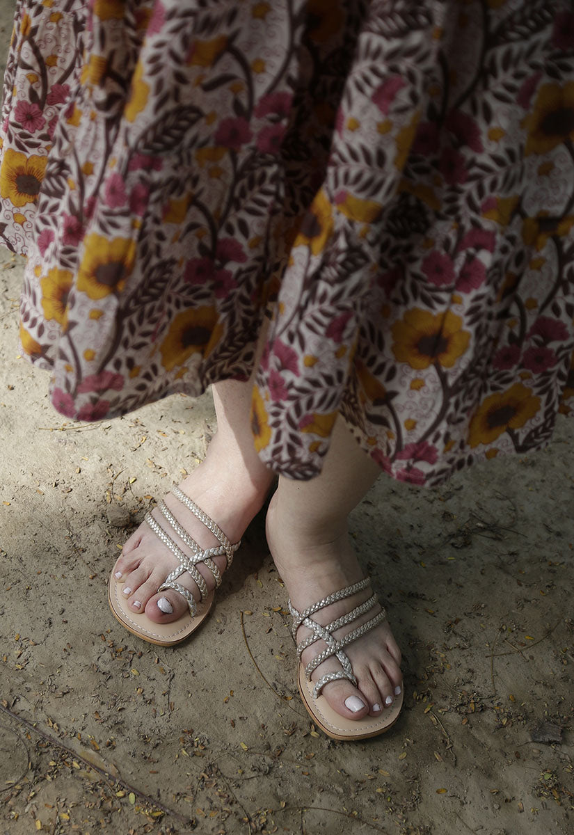 Grace Silver & Gold Strap Sandals