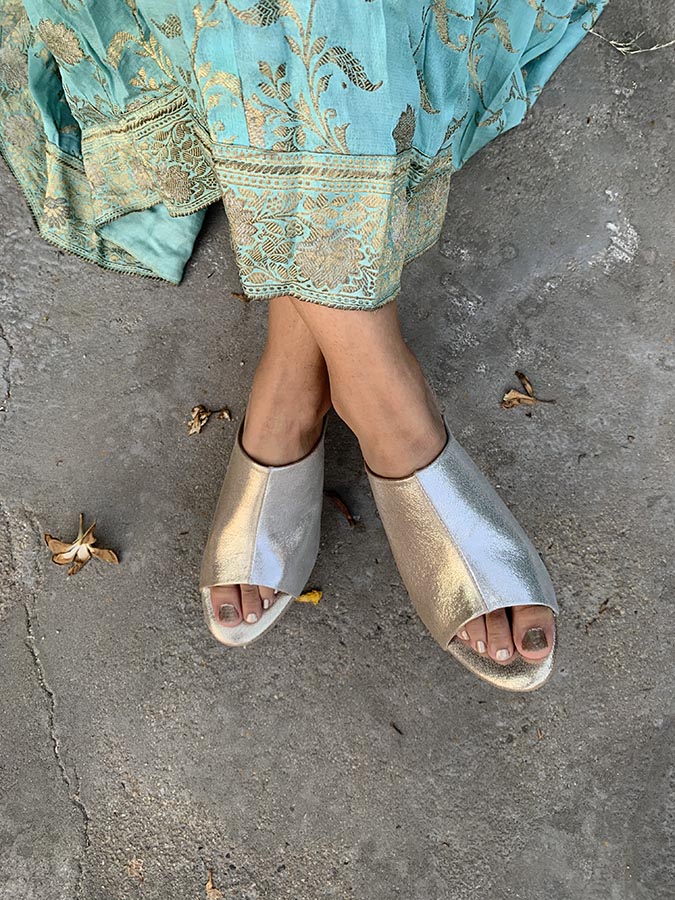 Lyla Gold & Silver Heel Sandals