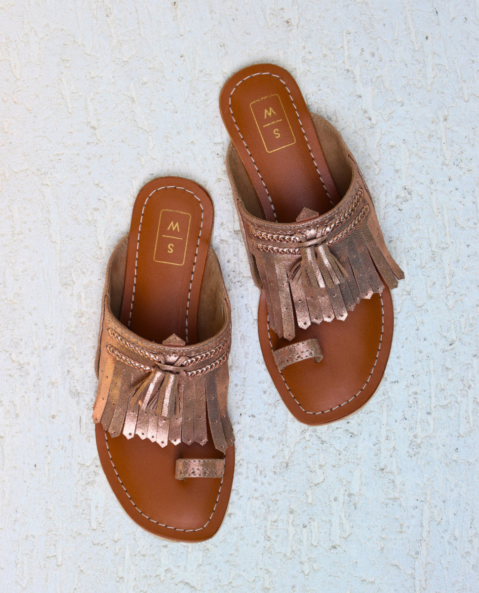 Rose gold metallic discount sandals