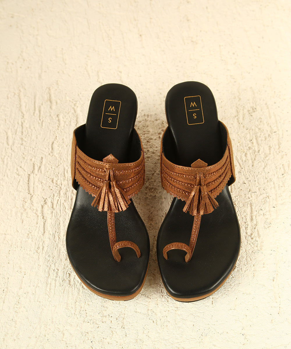 Priyanka Shimmer Antique Wedges