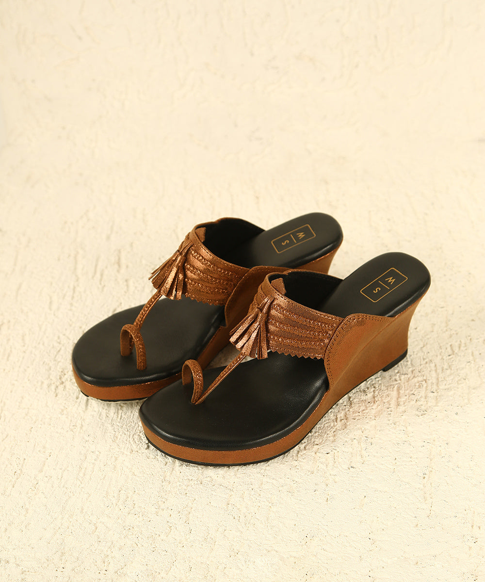 Priyanka Shimmer Antique Wedges
