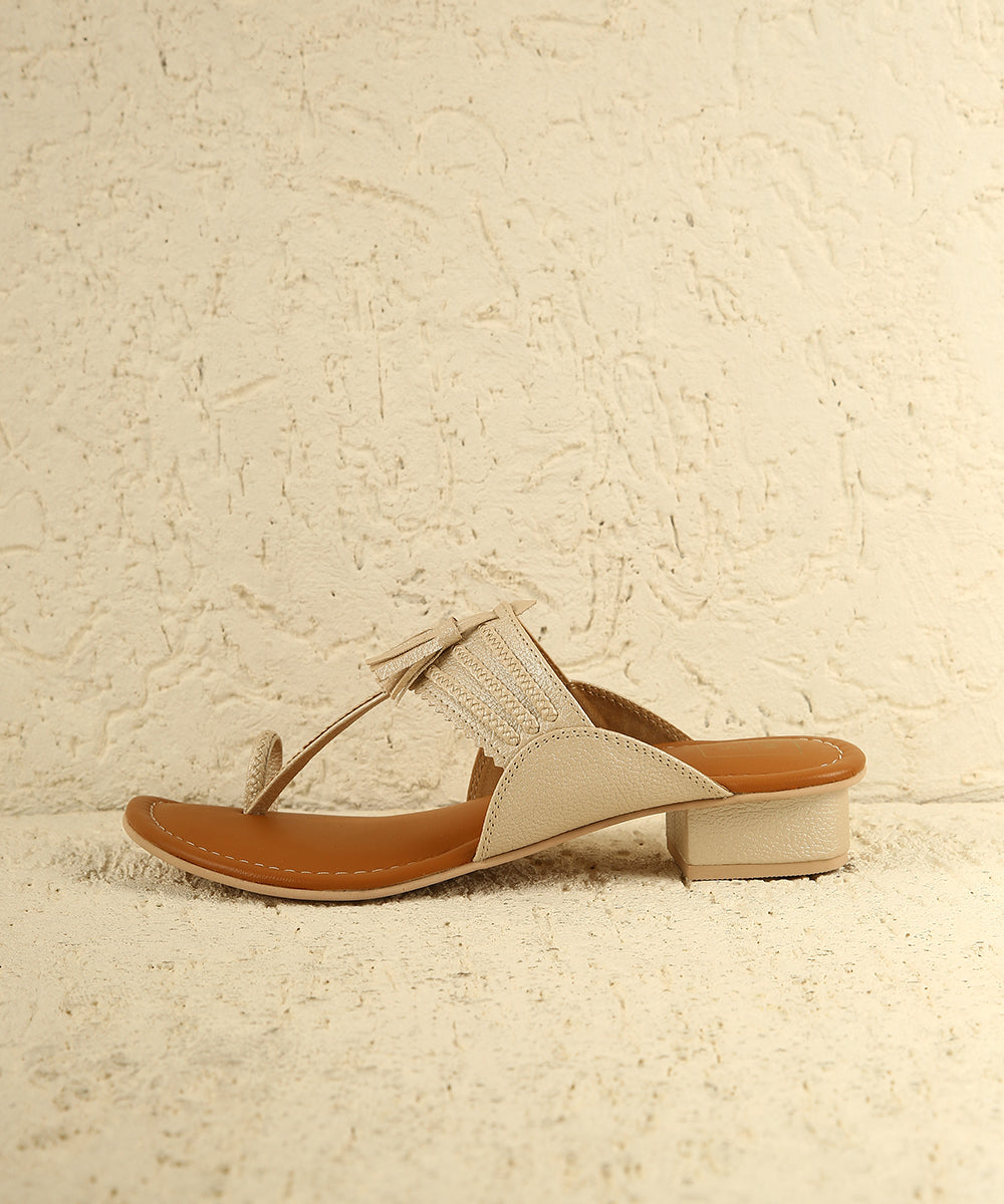 Raveena Champagne Small Heel Sandals