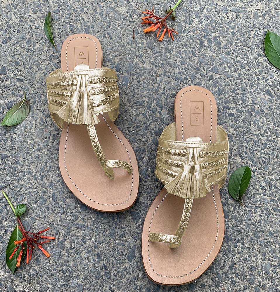 Sonya Gold Tassel Kolhapuri Sandal