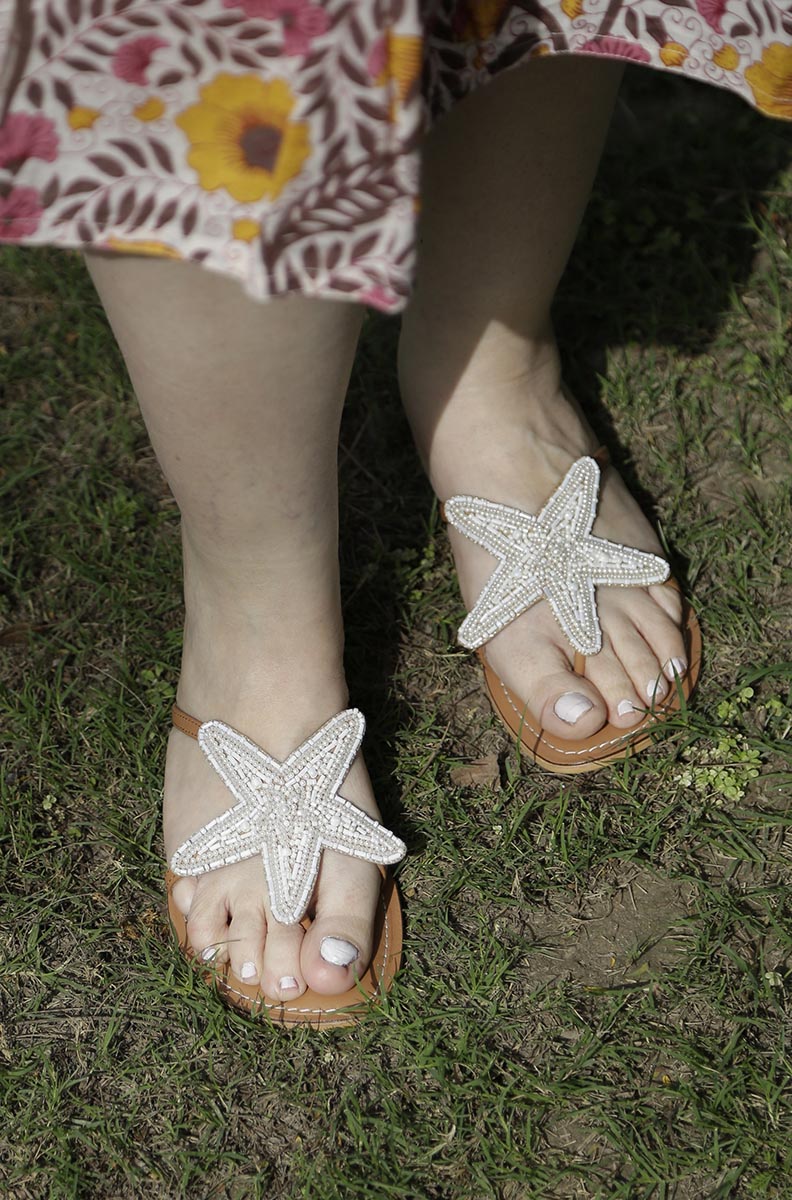 Lucy White Beaded Starfish Sandals