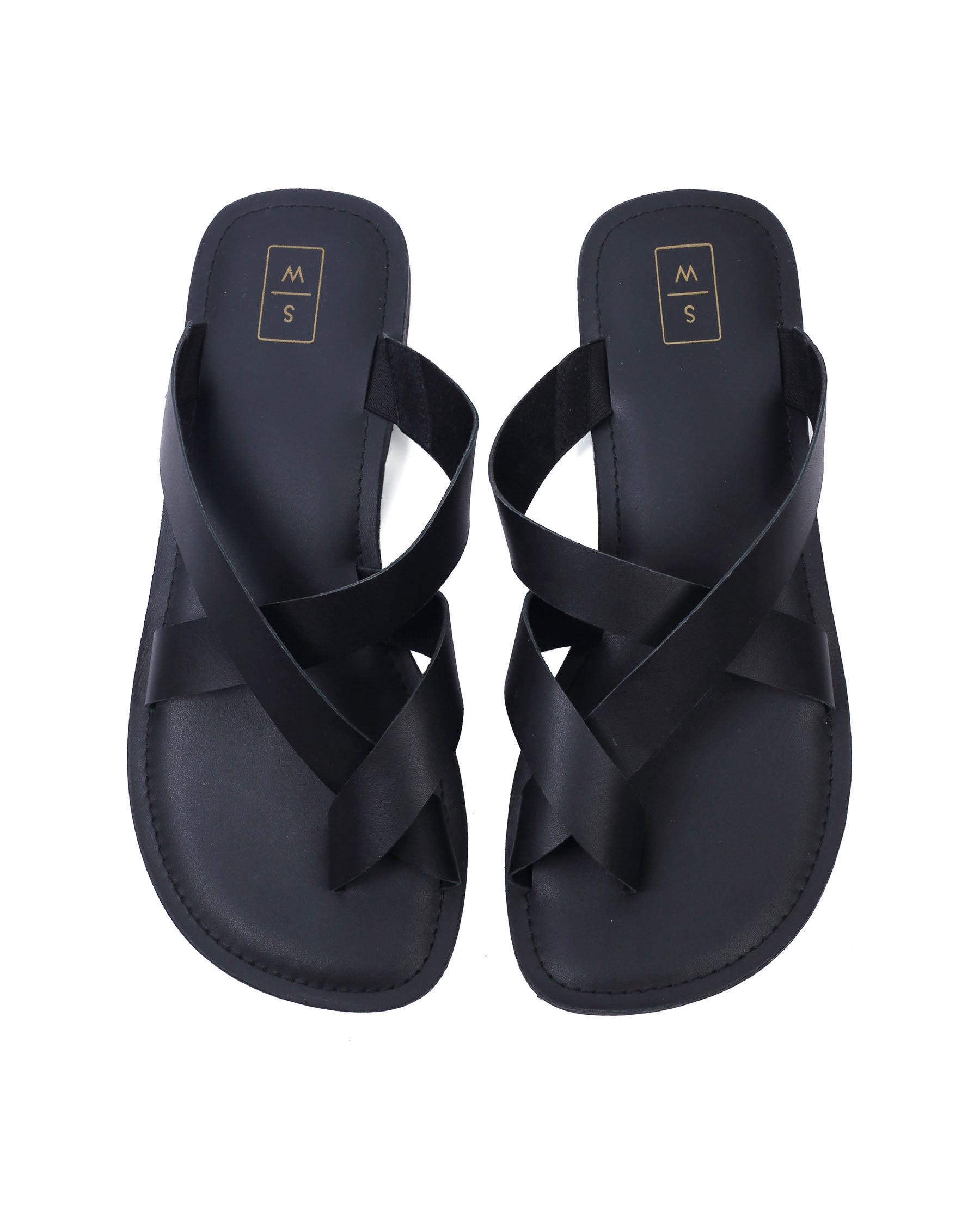 Marco Black Toe Loop Men's Sandals