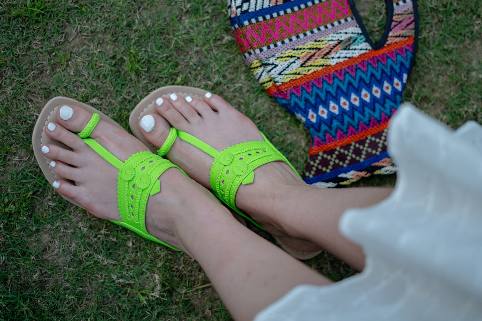 Peggy Fluoro Kolhapuri Sandals
