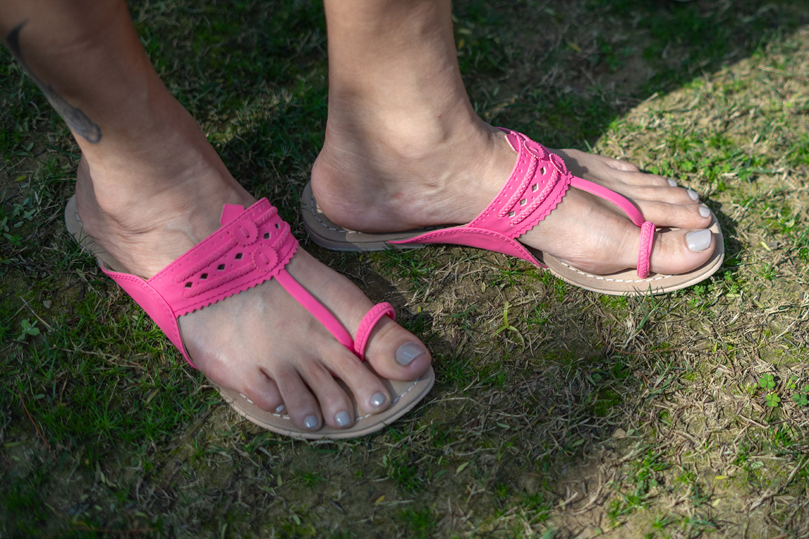Peggy Fluoro Kolhapuri Sandals