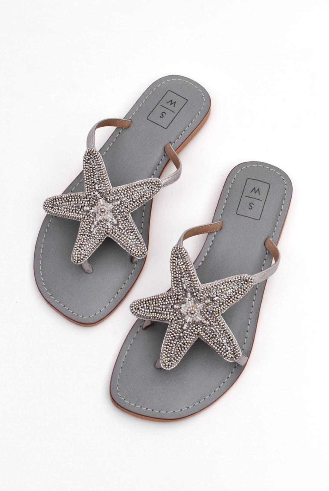 Lucy Silver Beaded Starfish Sandals