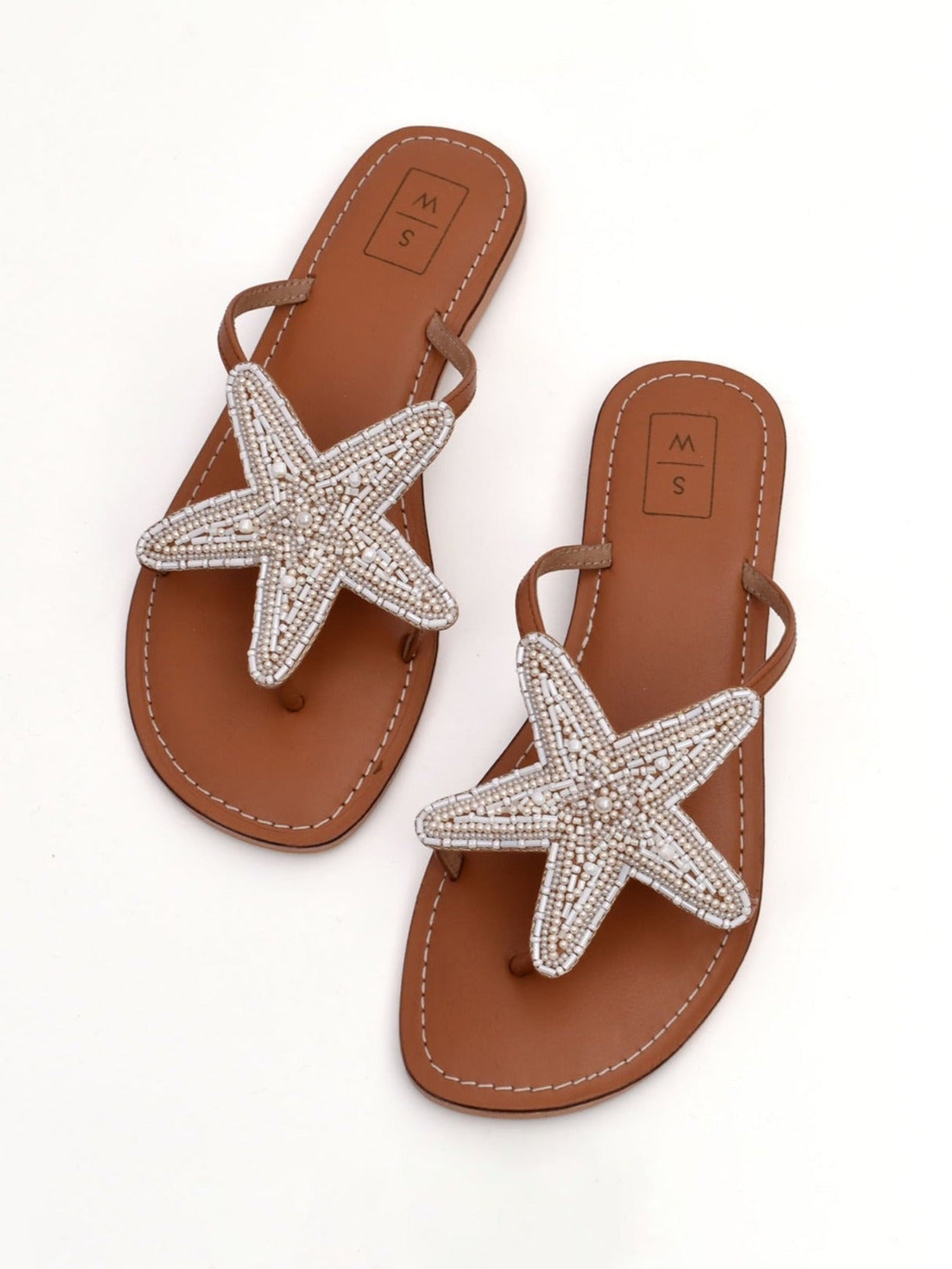 Lucy White Beaded  Starfish Sandals
