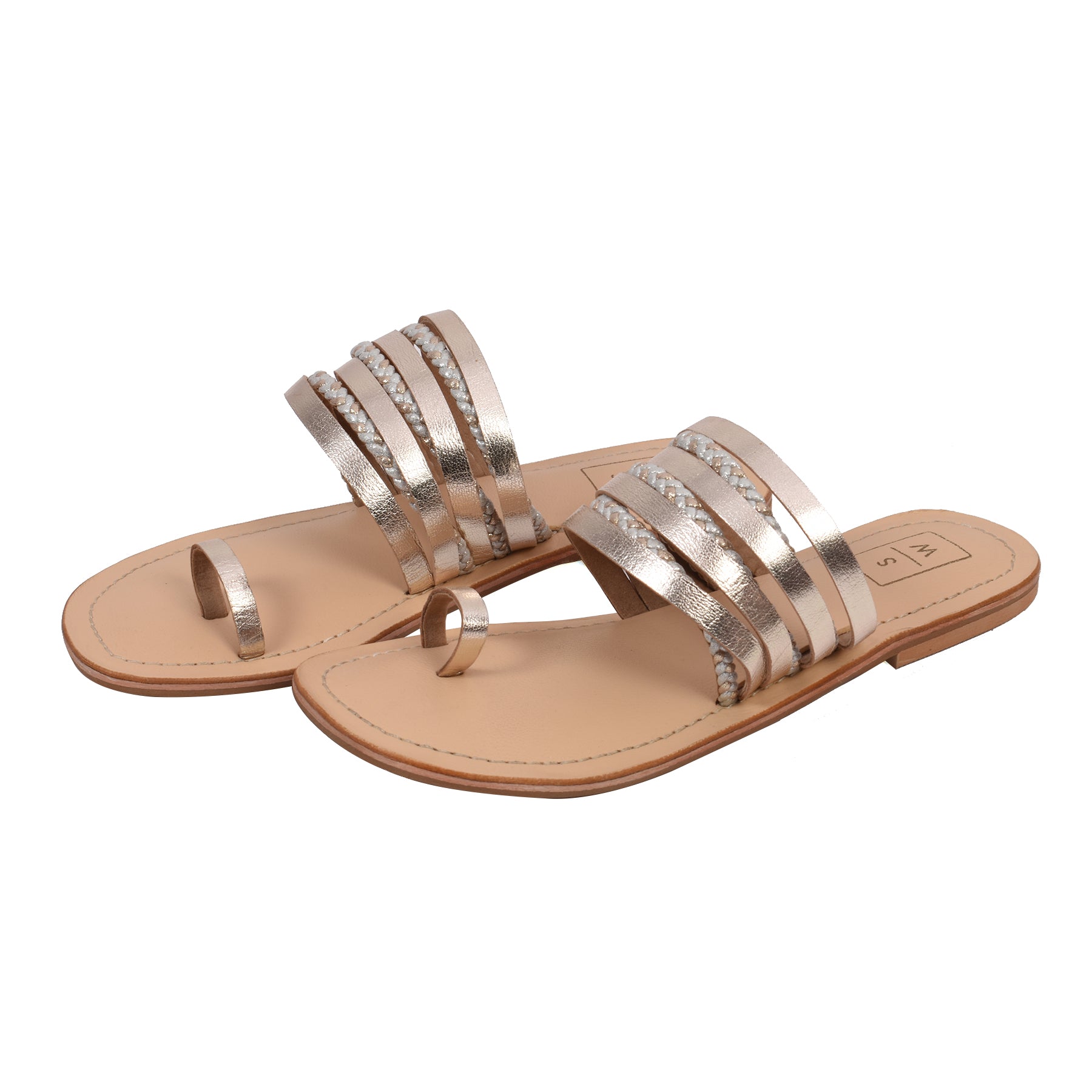 Purvai Gold & Silver Multi-Strap Sandals