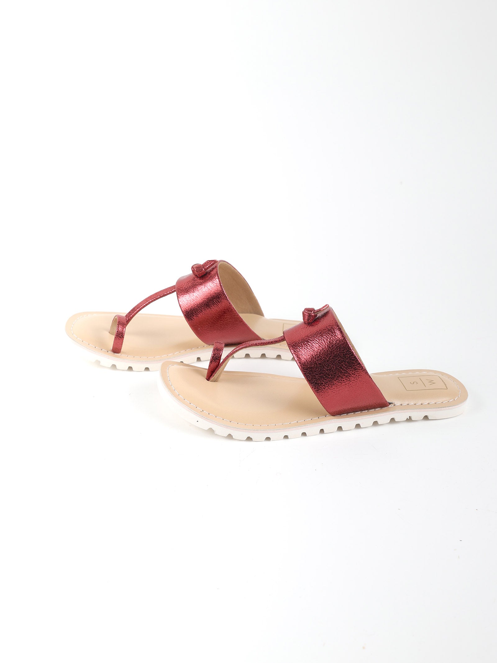 Lalli Red Metallic Flatform Sandals