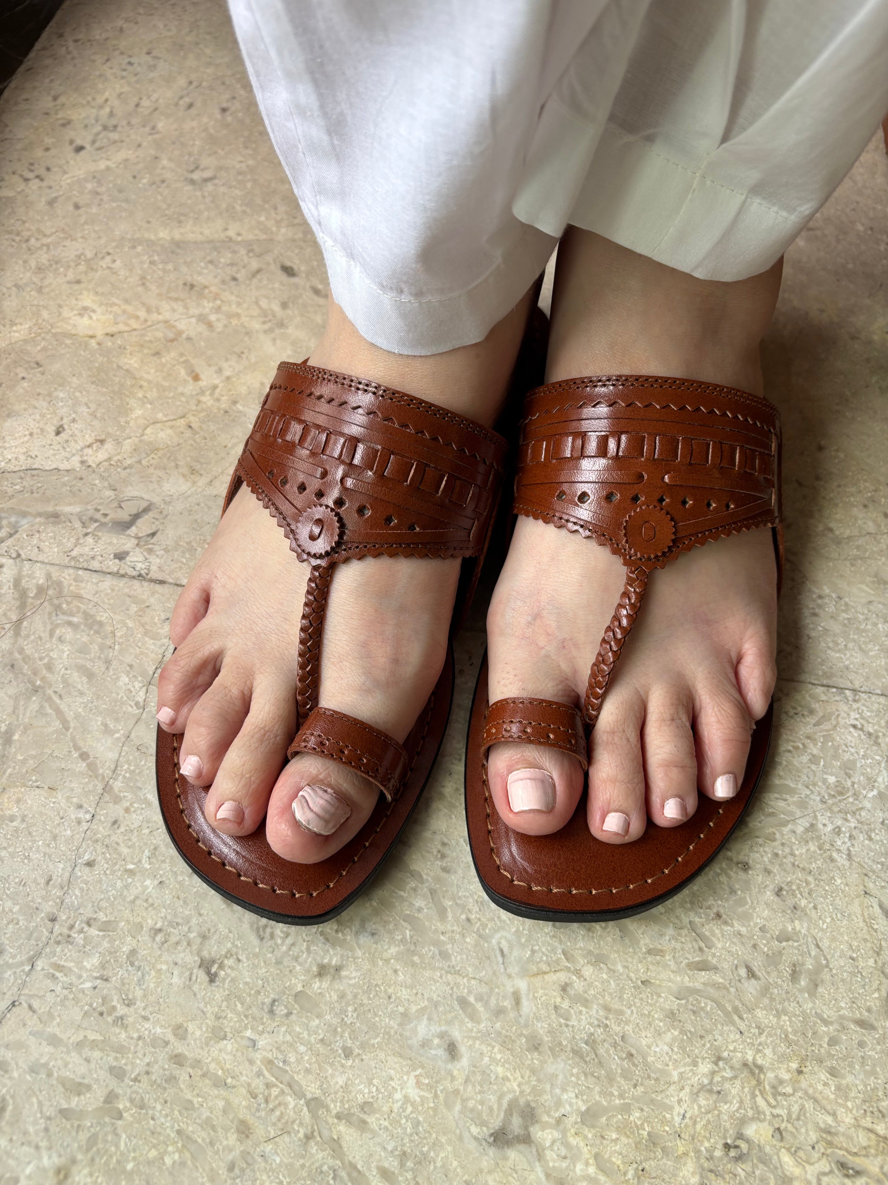 Luna Terracotta Leather Kolhapuri