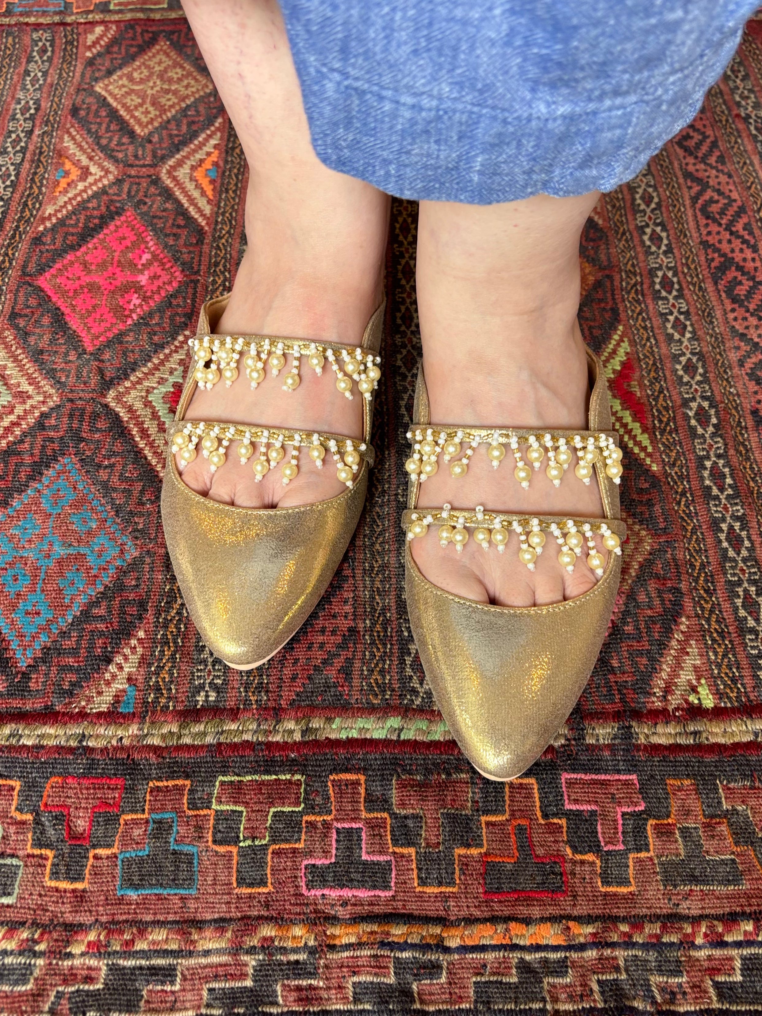 Fatima Gold Tassel Mule
