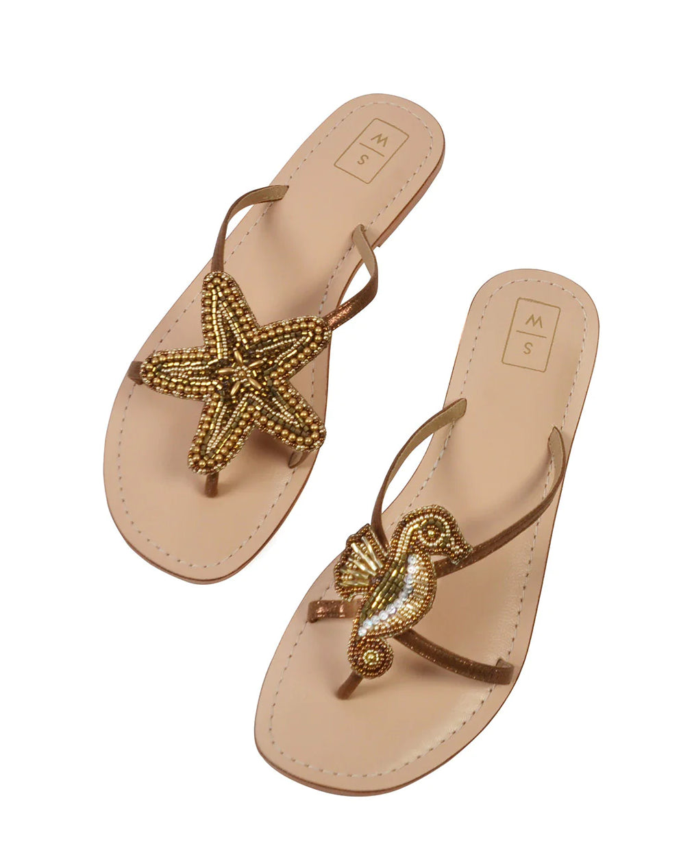 Larry Gold & Bronze Seahorse & Starfish Sandals