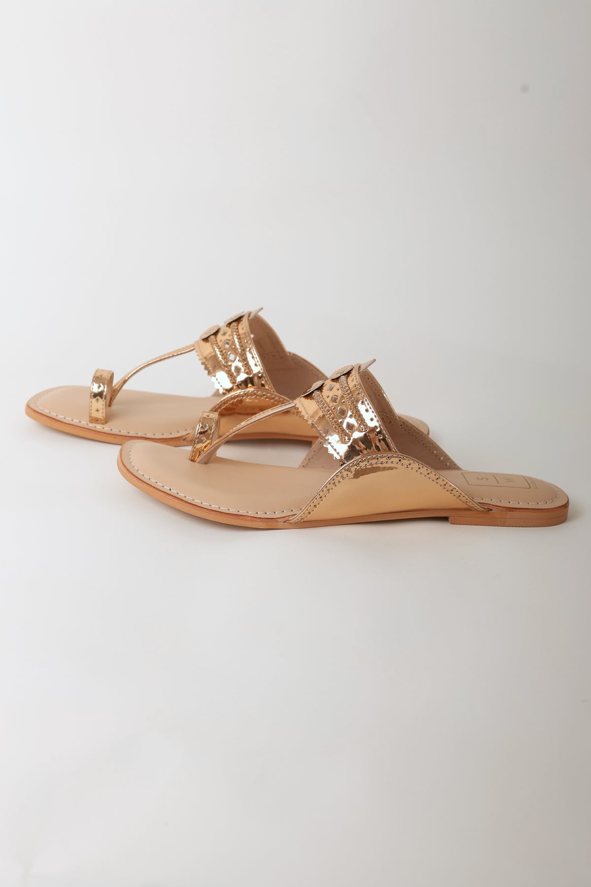 Roxanne Glitzy Rose Gold Vegan Kolhapuri Sandals