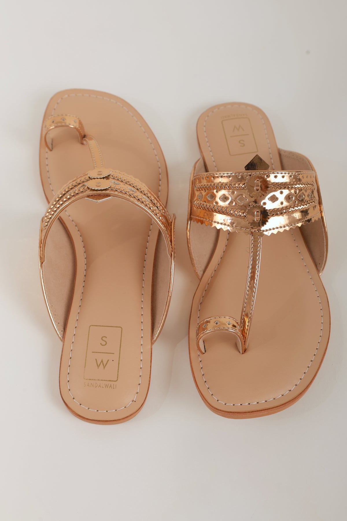 Roxanne Glitzy Rose Gold Vegan Kolhapuri Sandals