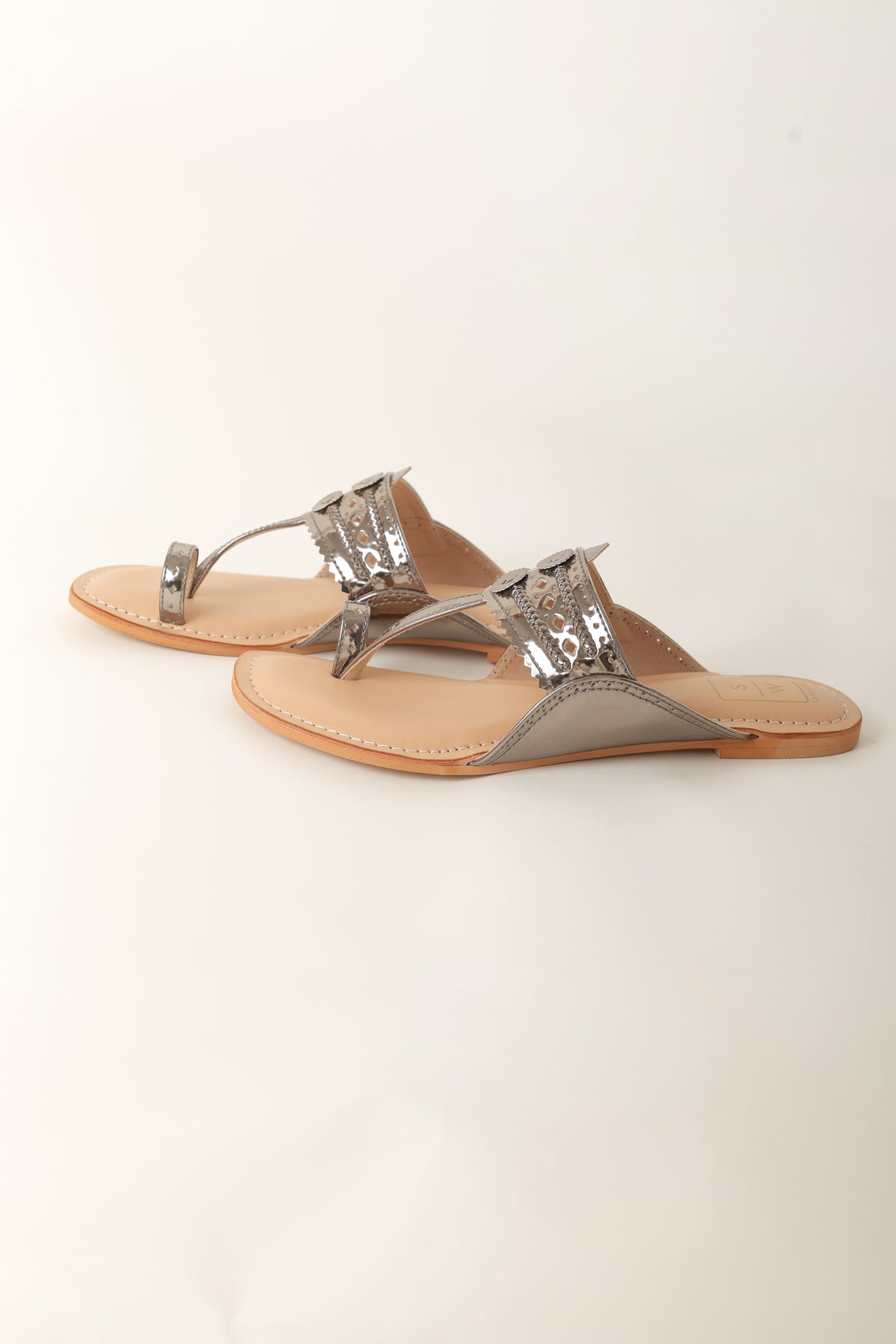Roxanne Glitzy Gunmetal Vegan Kolhapuri Sandals