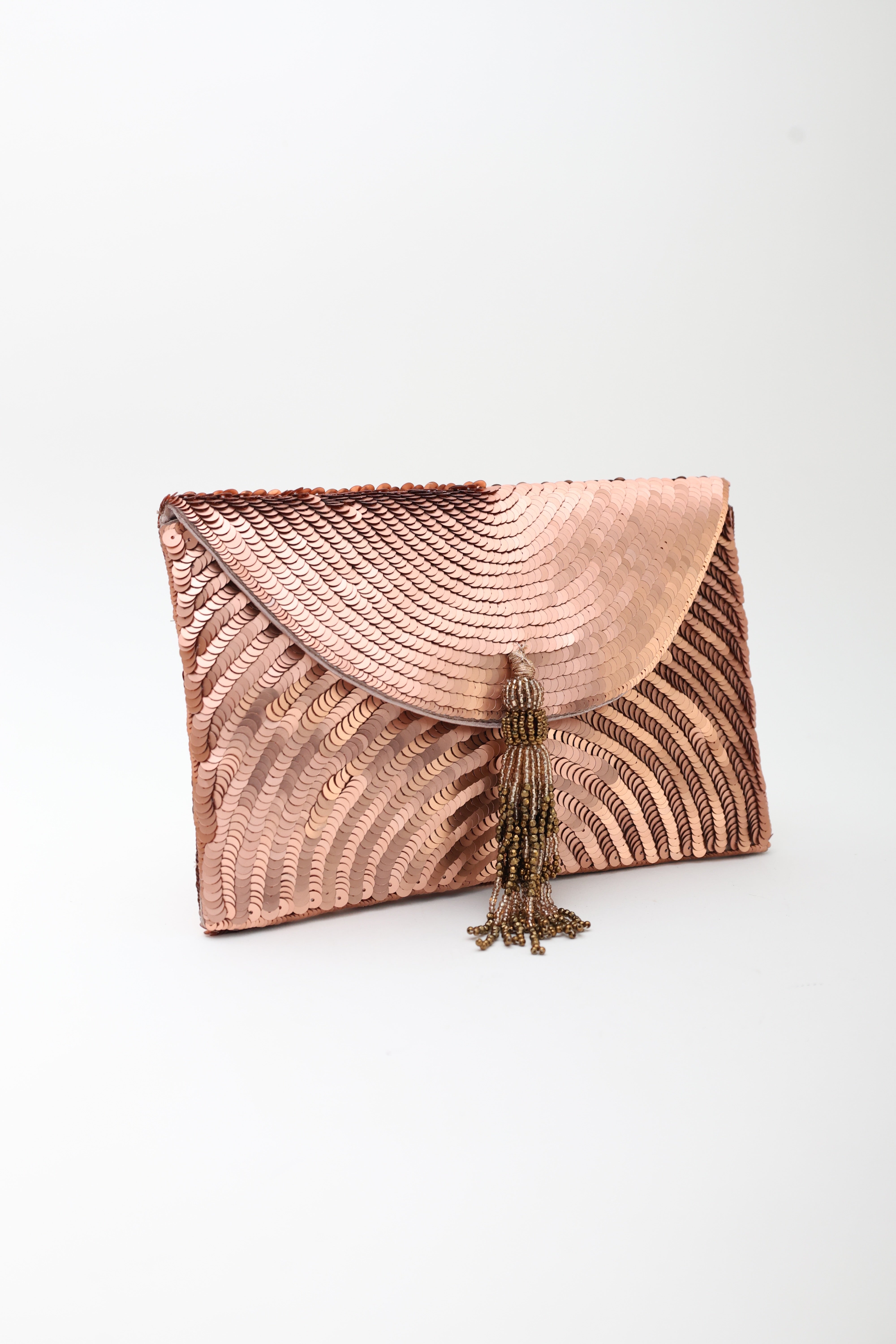 Gladys Rose Gold Sequin Clutch Bag
