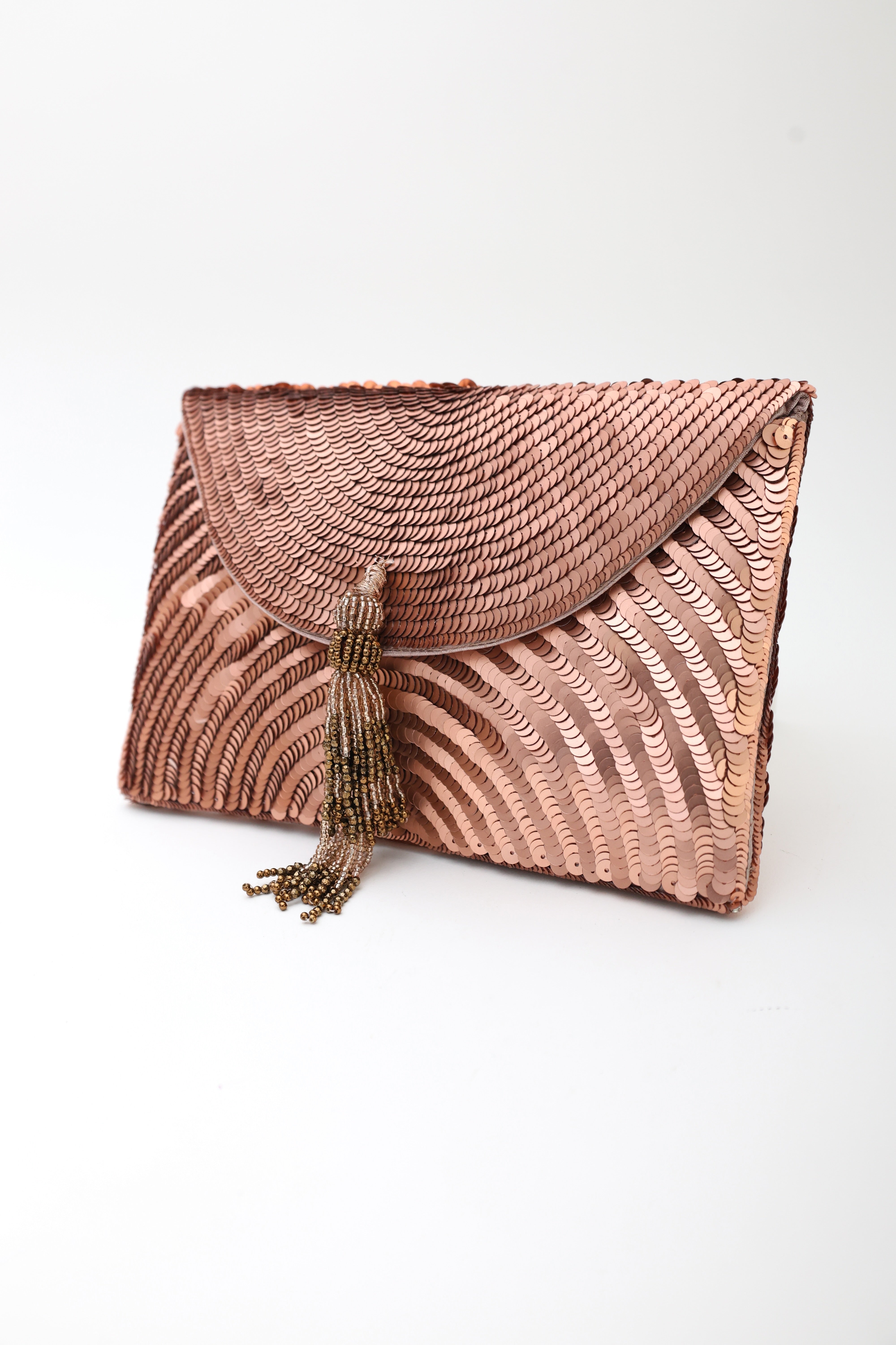 Gladys Rose Gold Sequin Clutch Bag