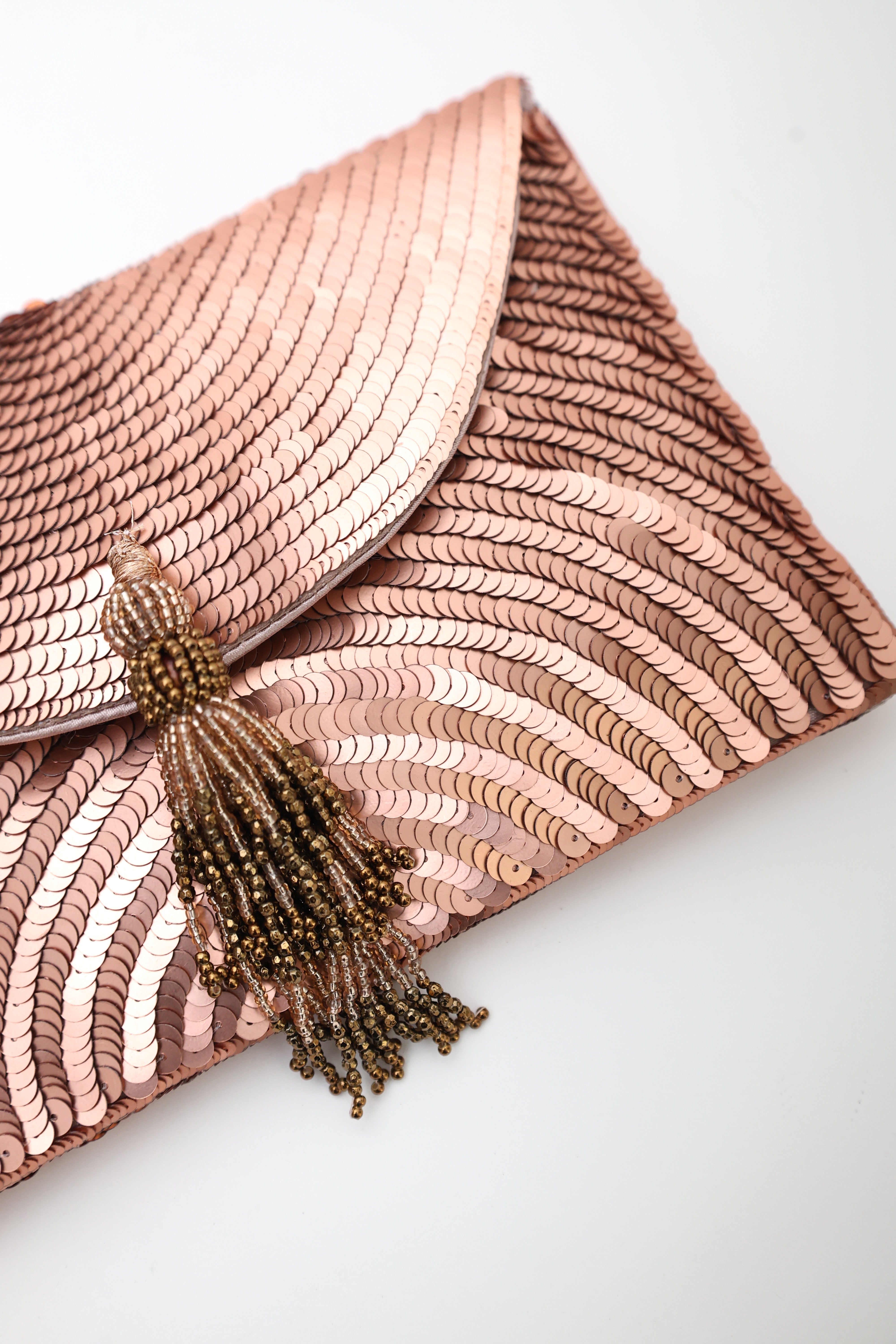 Gladys Rose Gold Sequin Clutch Bag