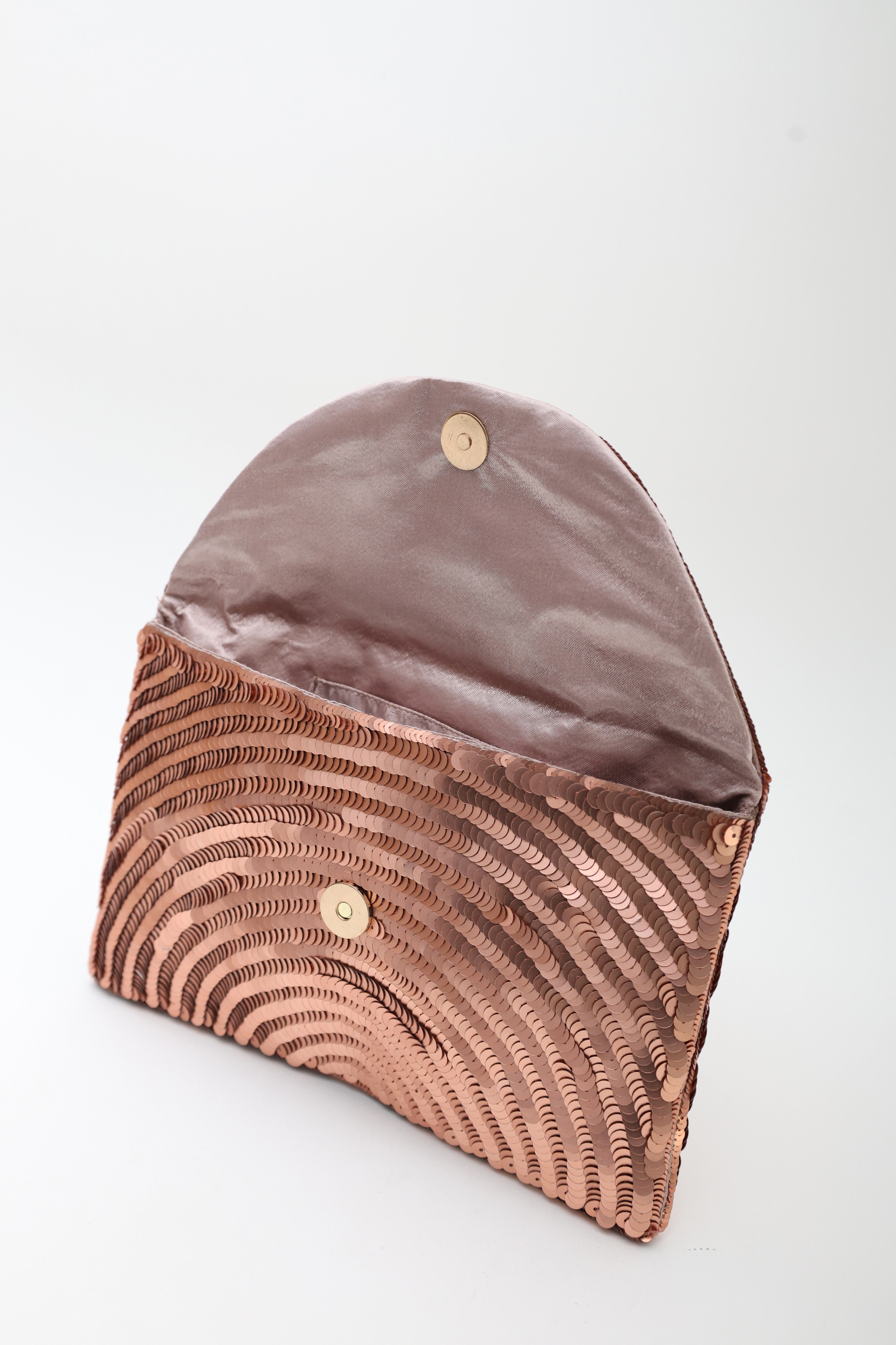 Gladys Rose Gold Sequin Clutch Bag