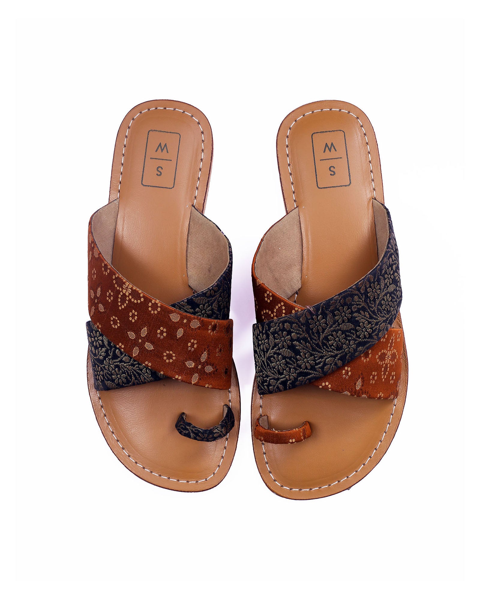 Kumi Brocade Broad-Strap Sandals
